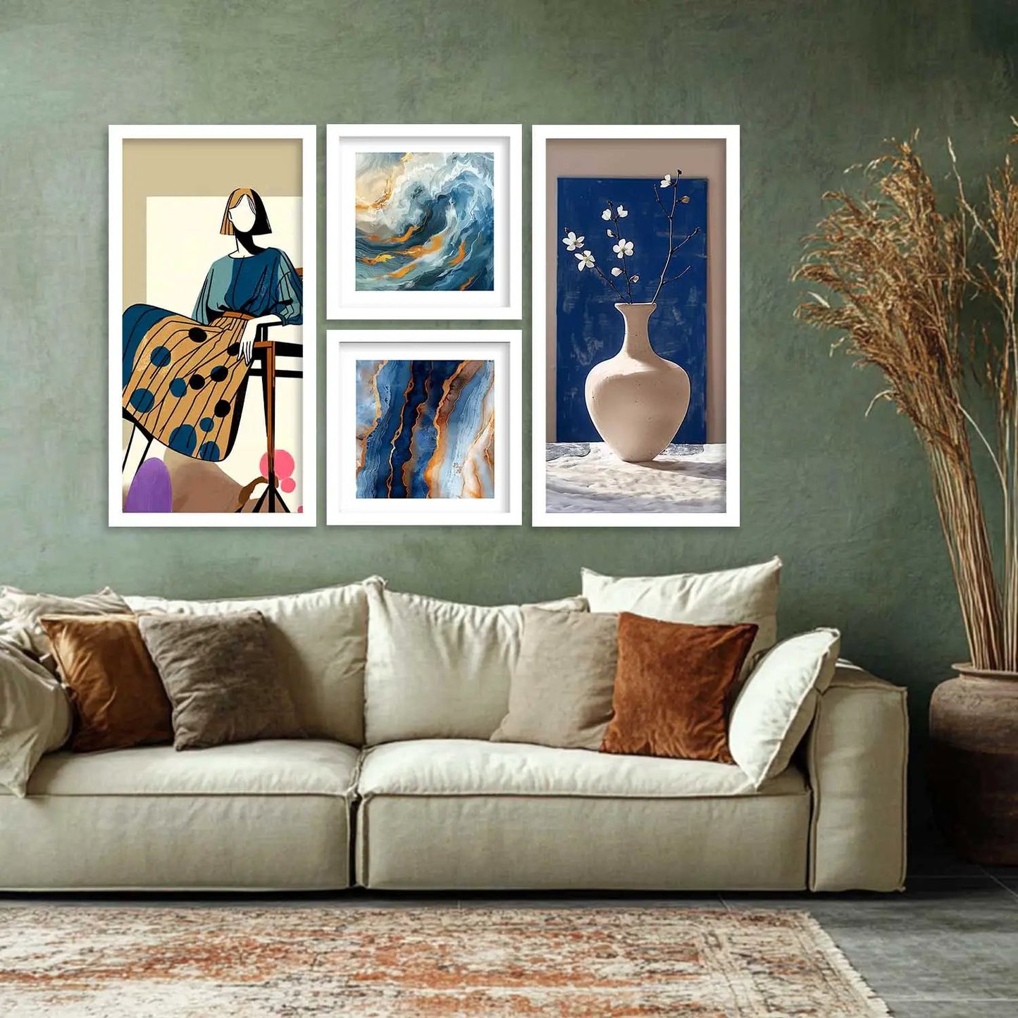 kotart Decorative Modern Big Size Wall Art Print With Frame Abstract Paintings For Living Room Bed Room Hotel Wall Decor