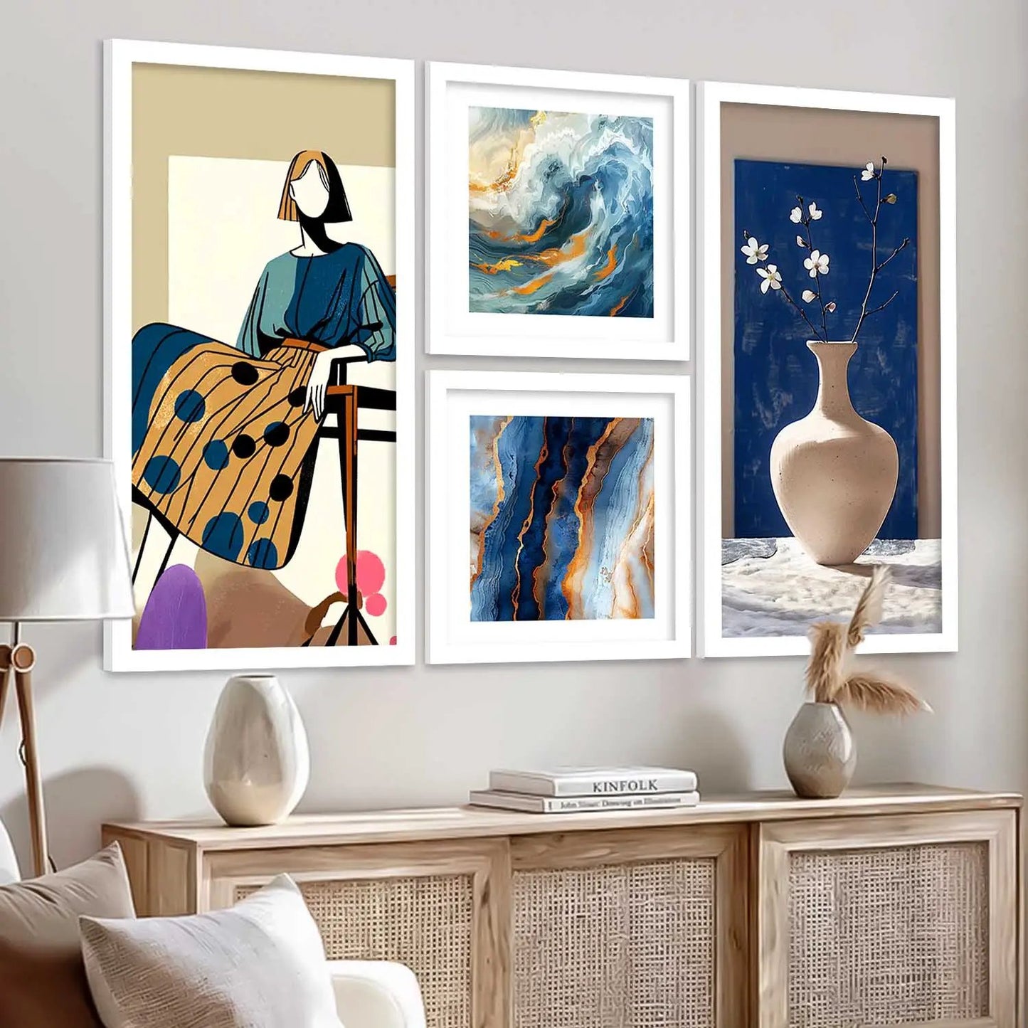 kotart Decorative Modern Big Size Wall Art Print With Frame Abstract Paintings For Living Room Bed Room Hotel Wall Decor