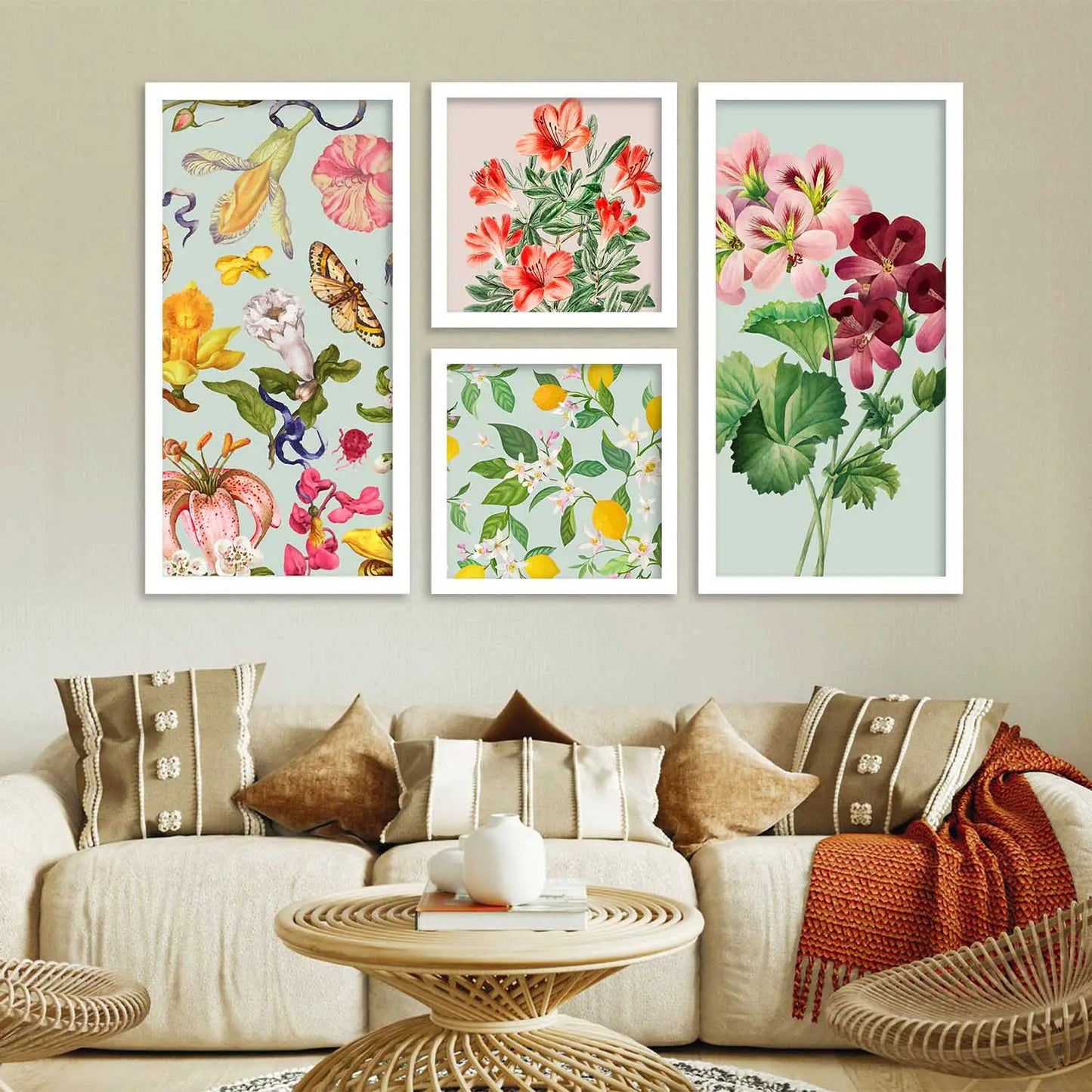 kotart Modern Big Size Art Home Decoration Painting Floral Paintings With Frame For Living Room Bed Room Hotel Wall Decor