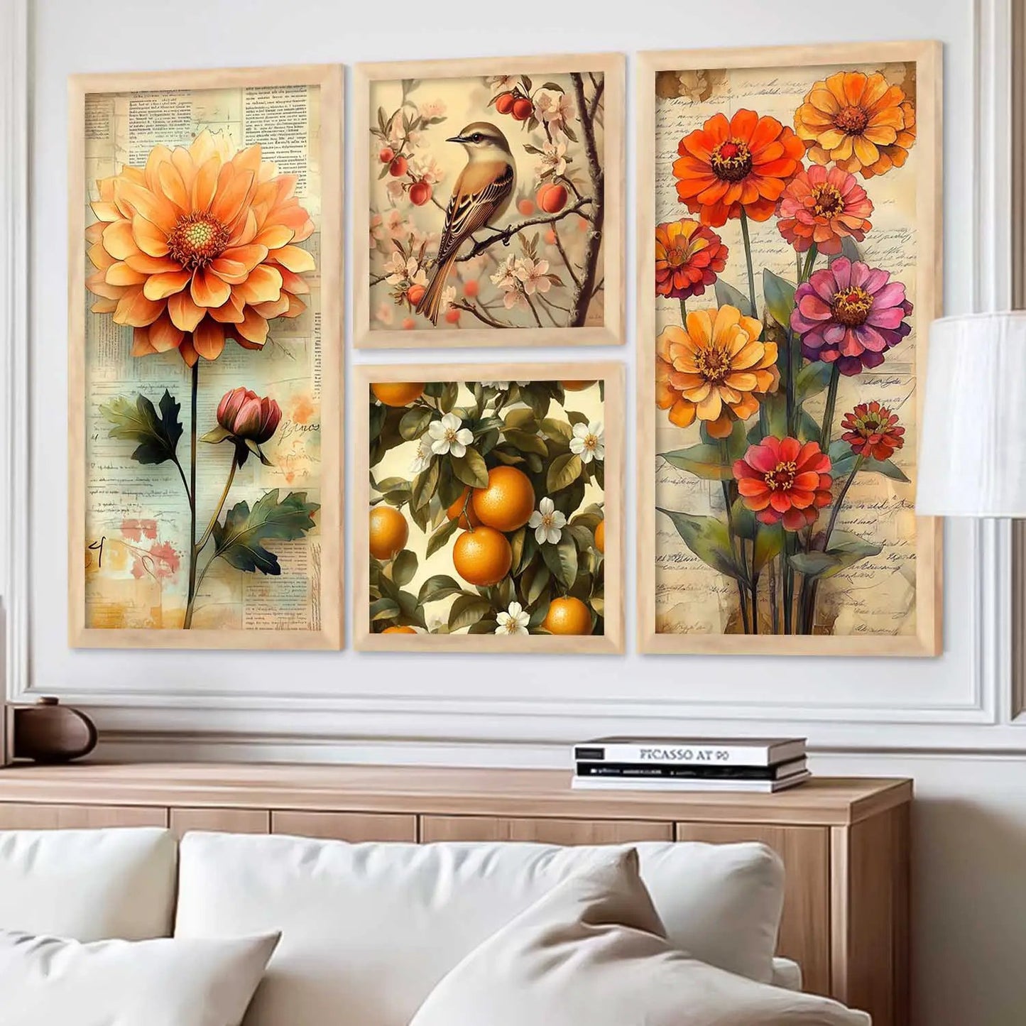 kotart Modern Big Size Art Home Decoration Painting Floral  Paintings With Frame For Living Room Bed Room Hotel Wall Decor