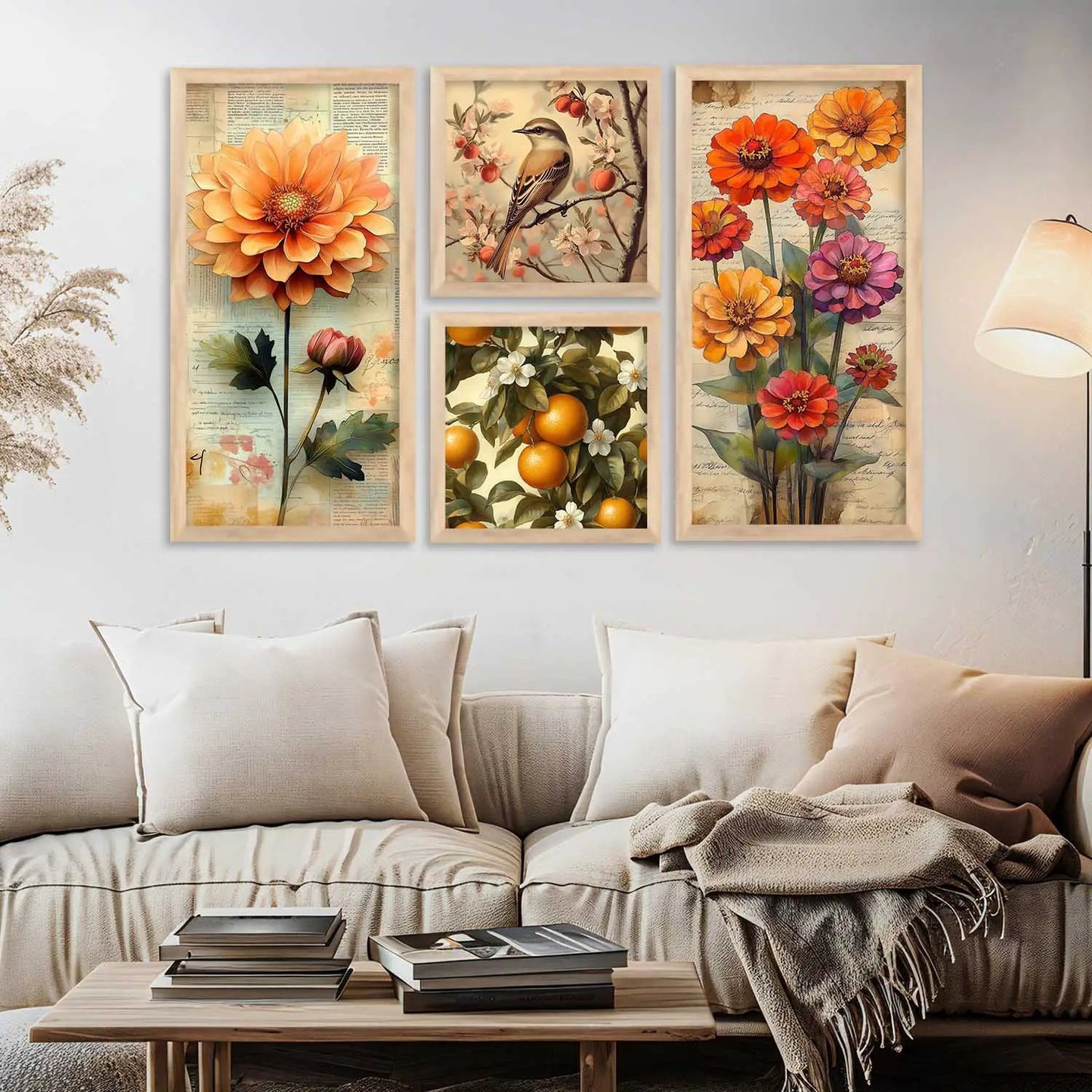 kotart Modern Big Size Art Home Decoration Painting Floral  Paintings With Frame For Living Room Bed Room Hotel Wall Decor