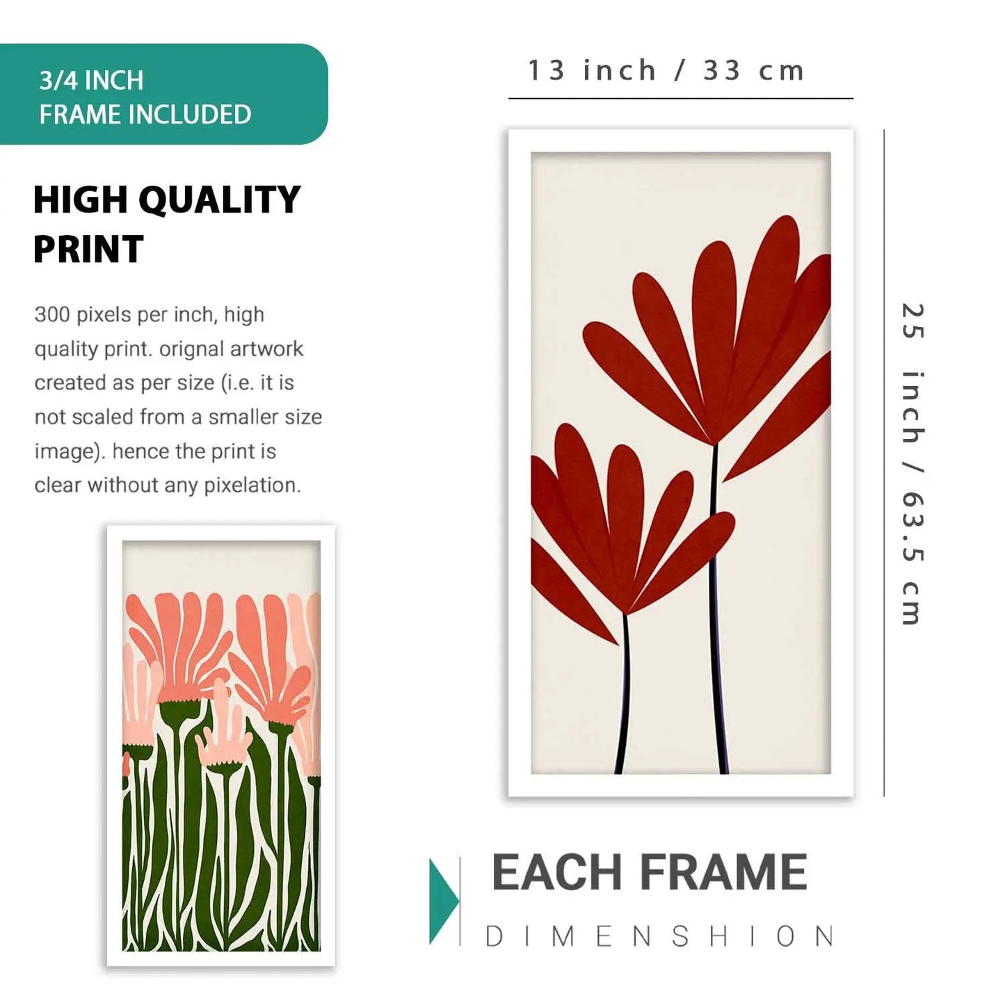 kotart  Modern Big Size Wall Art Print With Frame Floral Decorative Paintings For Living Room Bed Room Hotel Wall Decor