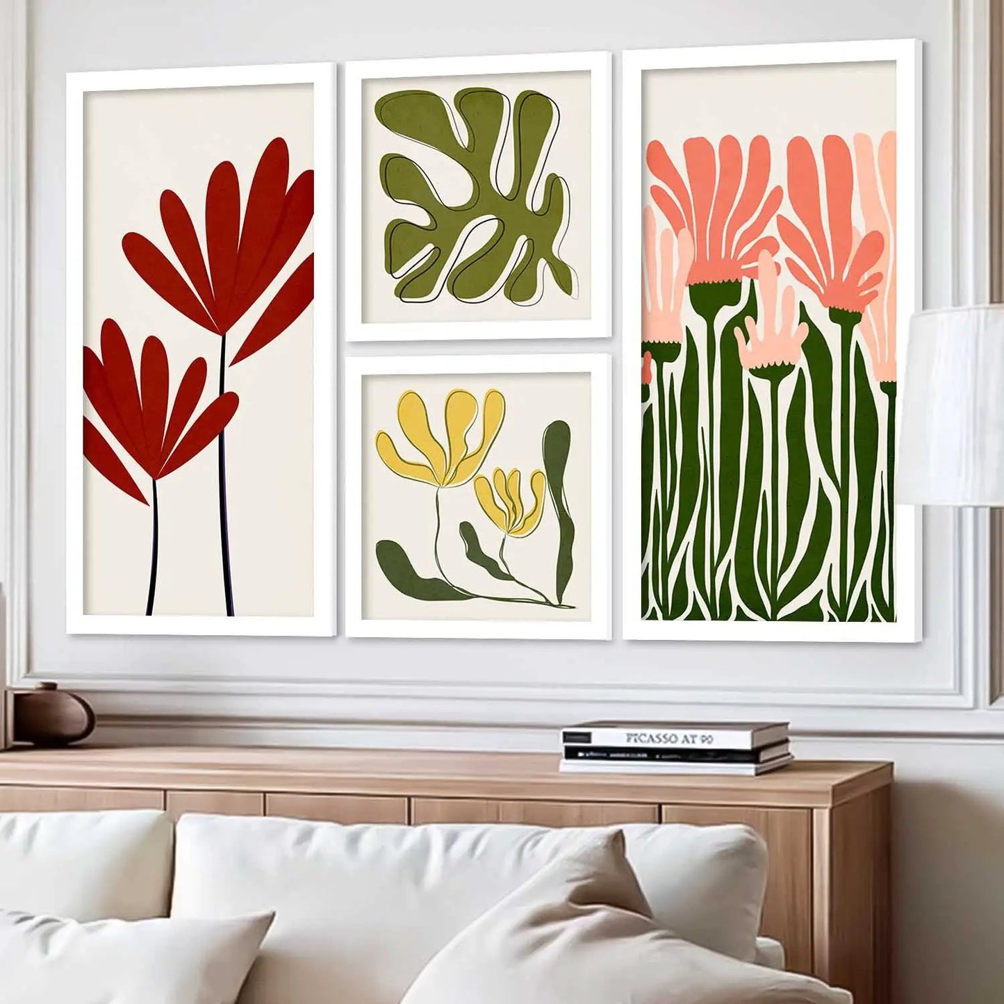 kotart  Modern Big Size Wall Art Print With Frame Floral Decorative Paintings For Living Room Bed Room Hotel Wall Decor