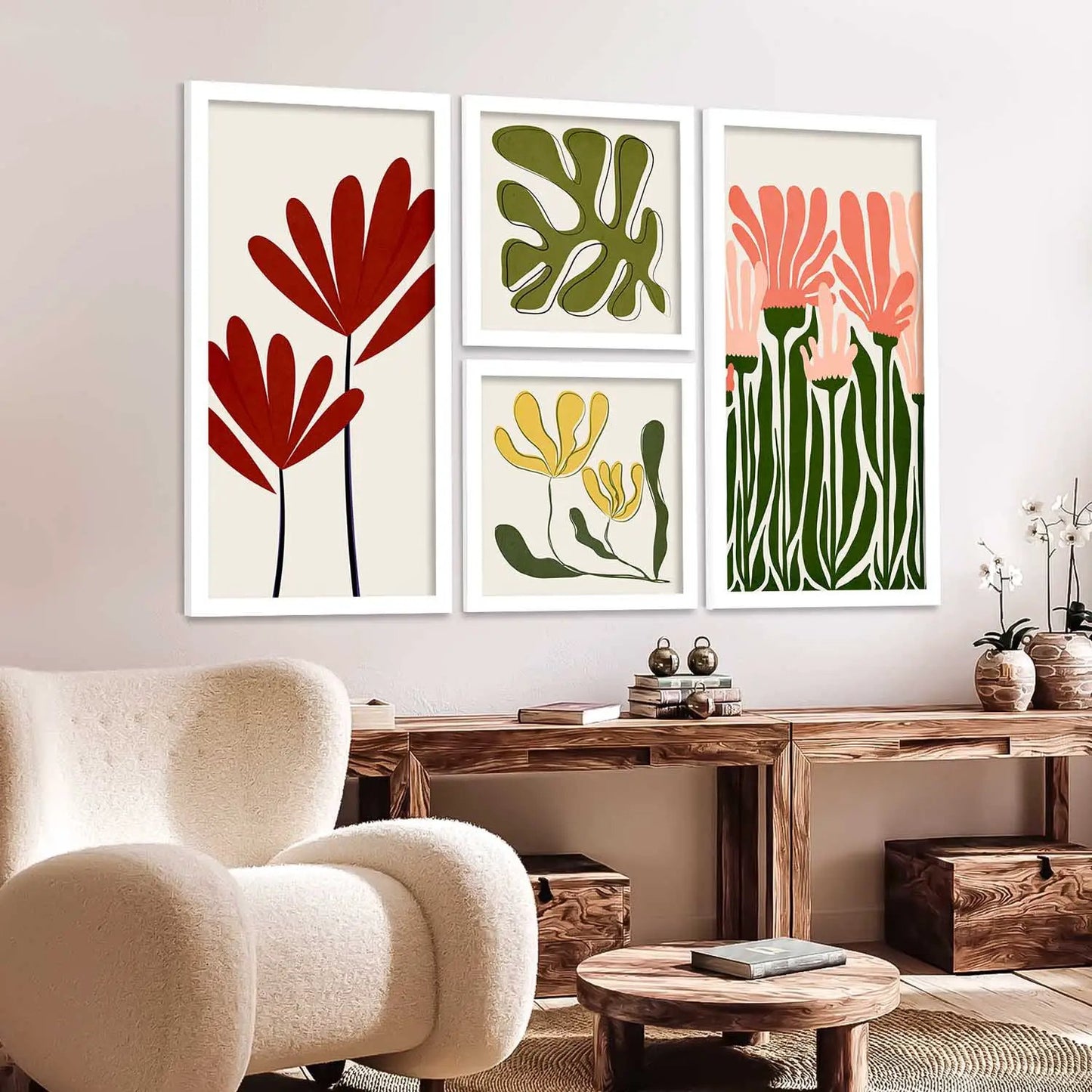 kotart  Modern Big Size Wall Art Print With Frame Floral Decorative Paintings For Living Room Bed Room Hotel Wall Decor