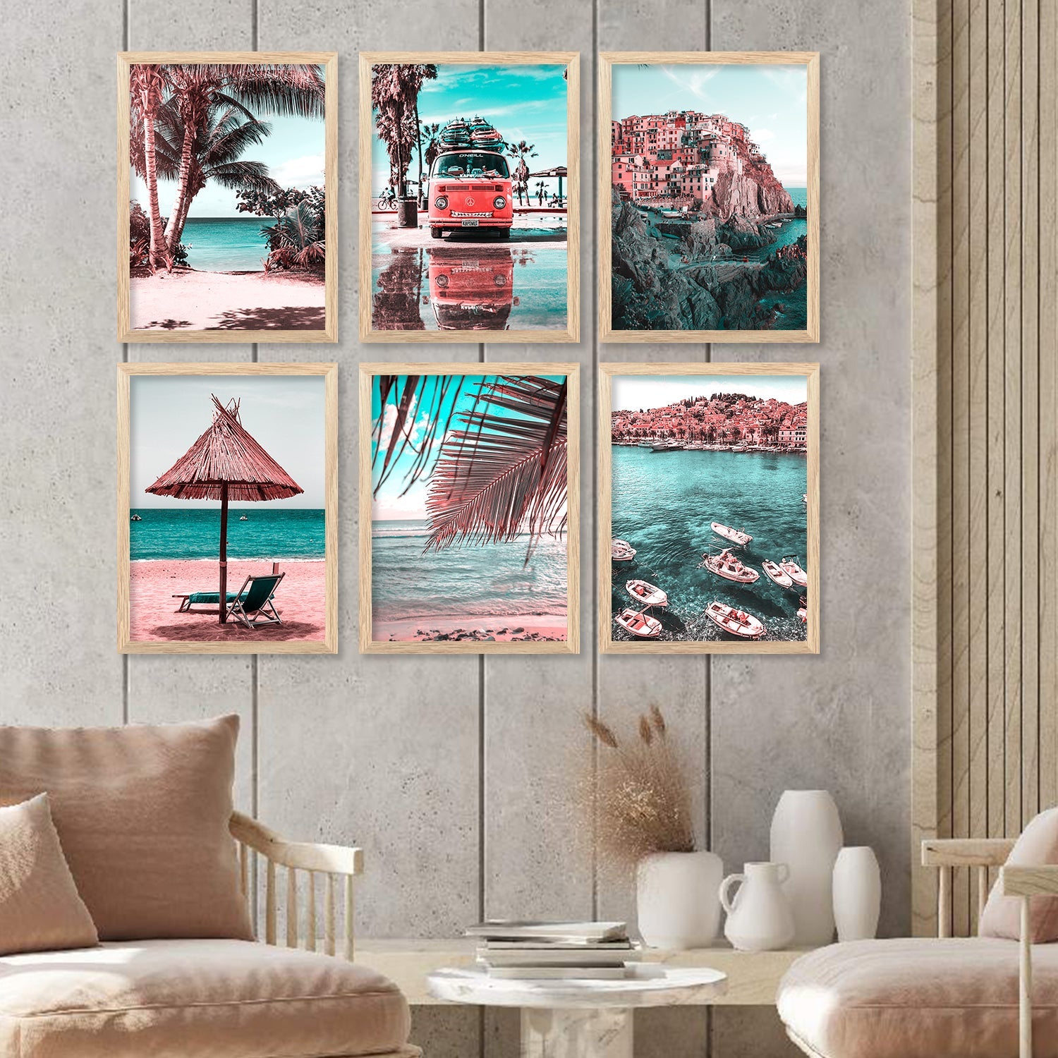 Travel Inspired Framed Posters for Home and Office Wall Decor - Posters for Travel Lovers - Set of 6-Kotart