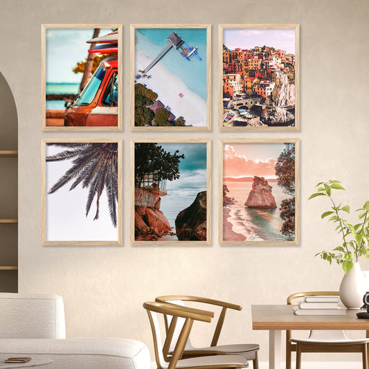 Travel Inspired Framed Posters for Home and Office Wall Decor - Posters for Travel Lovers - Set of 6-Kotart