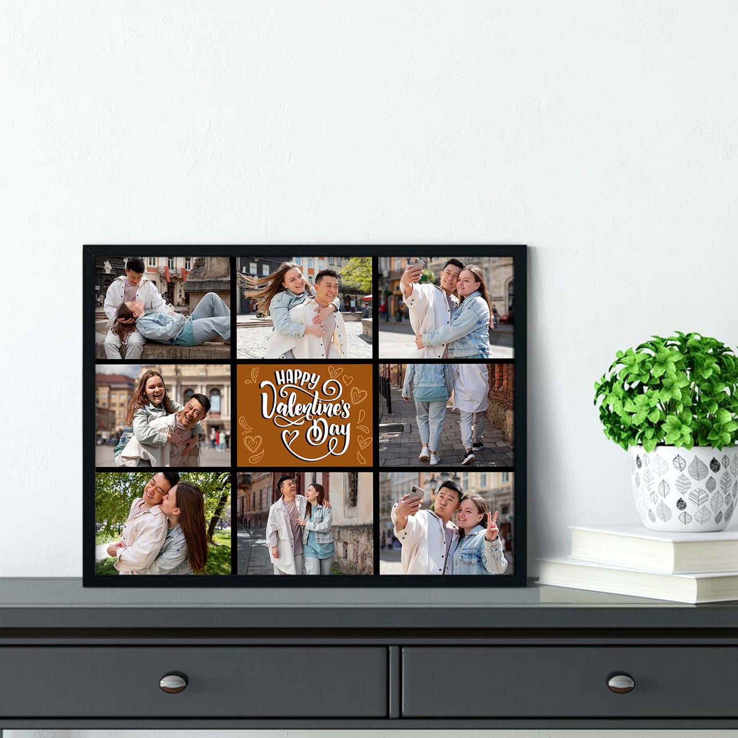 Personalized Picture Collage Photo Frame Gift - Customized Photo Frame Collage Gift for Valentine Day