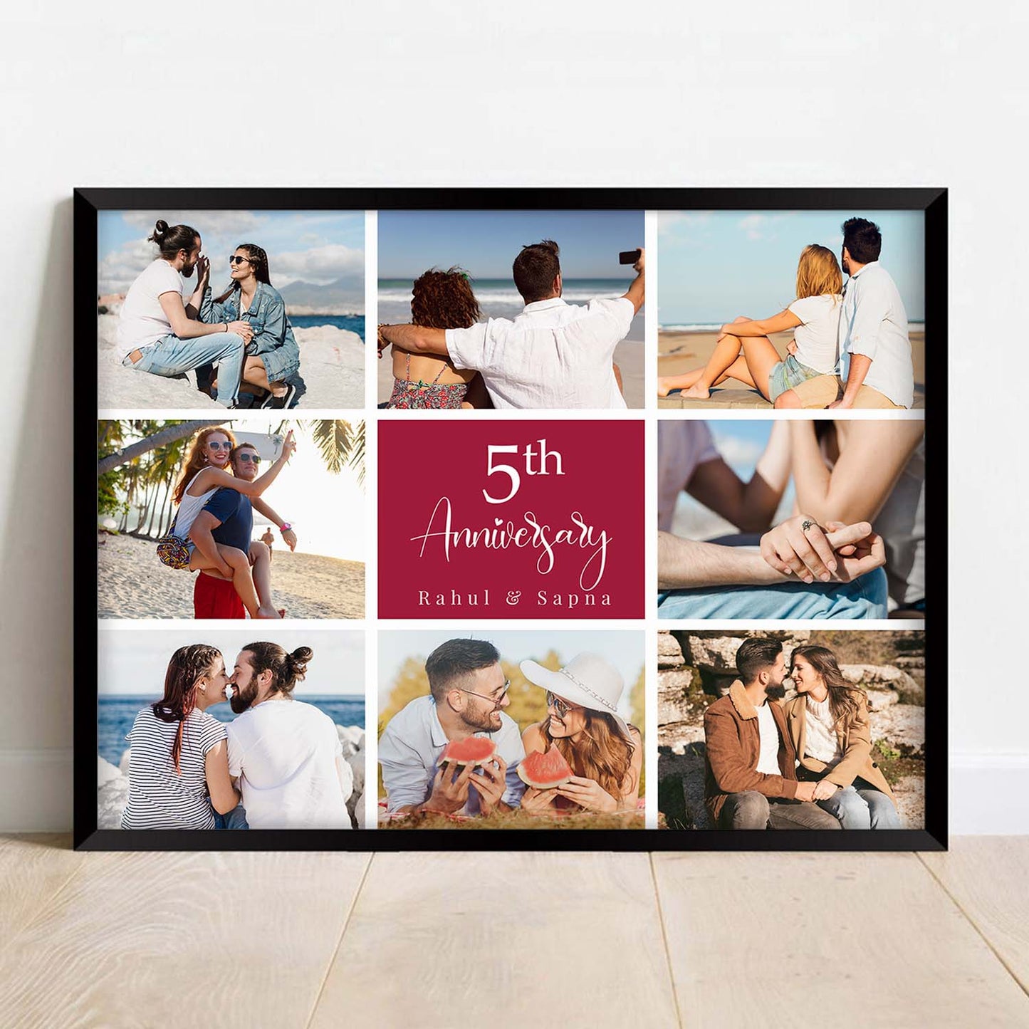 Personalized Picture Collage Photo Frame Gift for Husband Wife or Couple - Customized Photo Frame Collage Gift for Anniwarsary