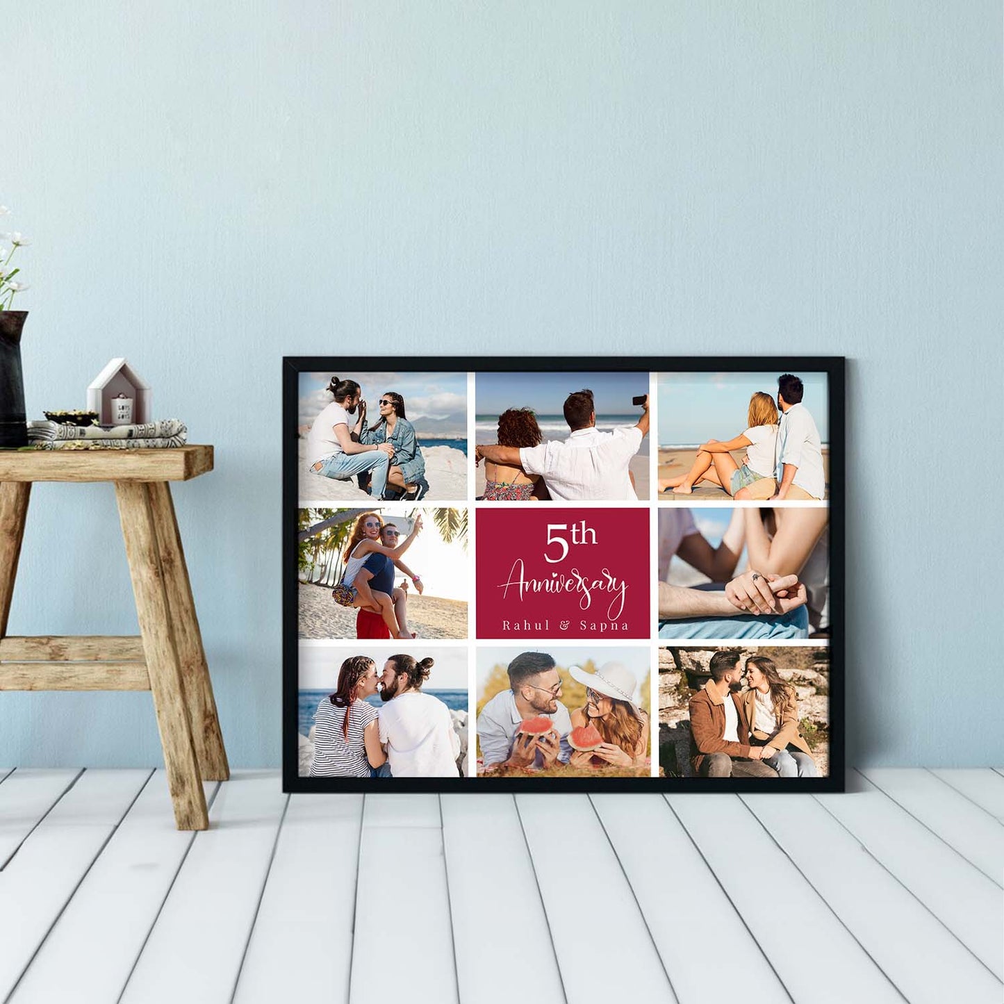 Personalized Picture Collage Photo Frame Gift for Husband Wife or Couple - Customized Photo Frame Collage Gift for Anniwarsary