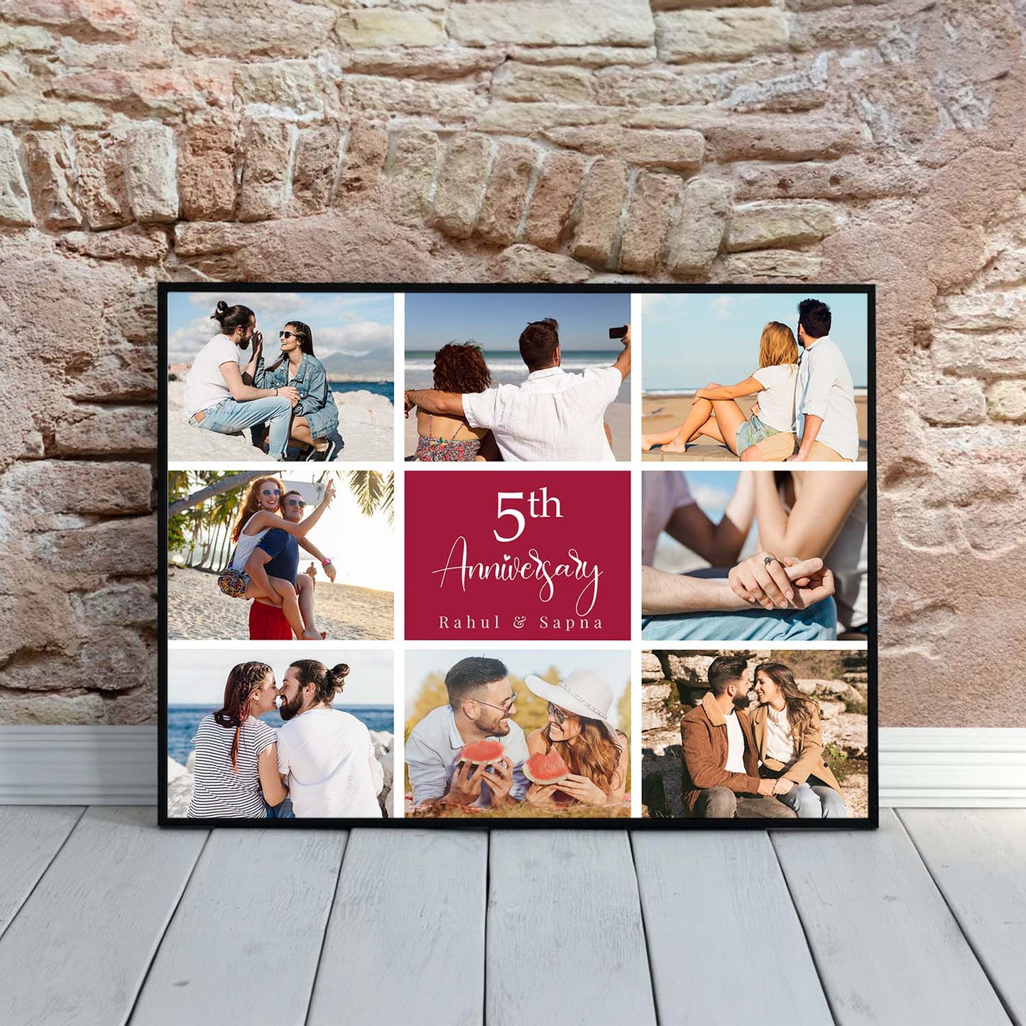 Personalized Picture Collage Photo Frame Gift for Husband Wife or Couple - Customized Photo Frame Collage Gift for Anniwarsary