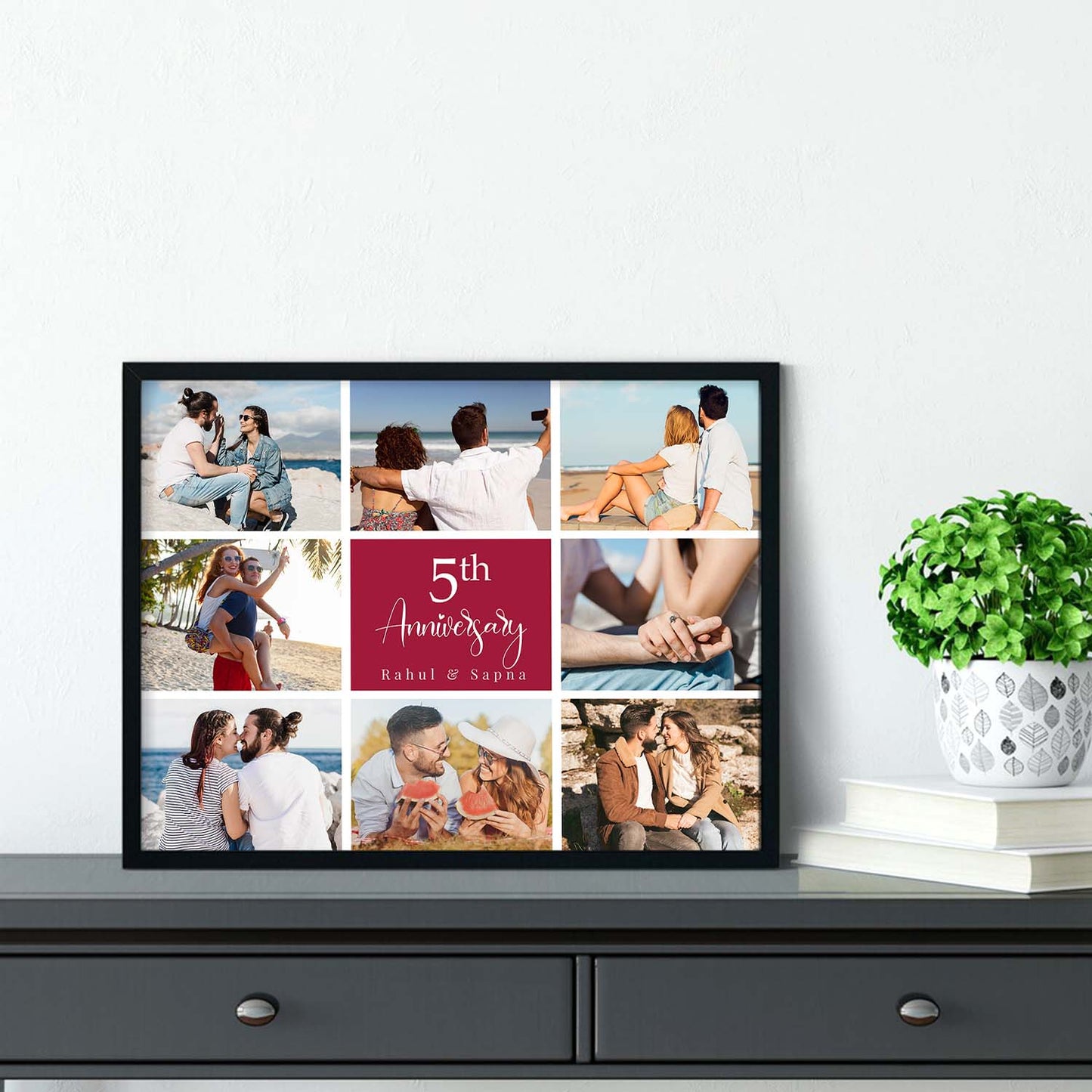 Personalized Picture Collage Photo Frame Gift for Husband Wife or Couple - Customized Photo Frame Collage Gift for Anniwarsary