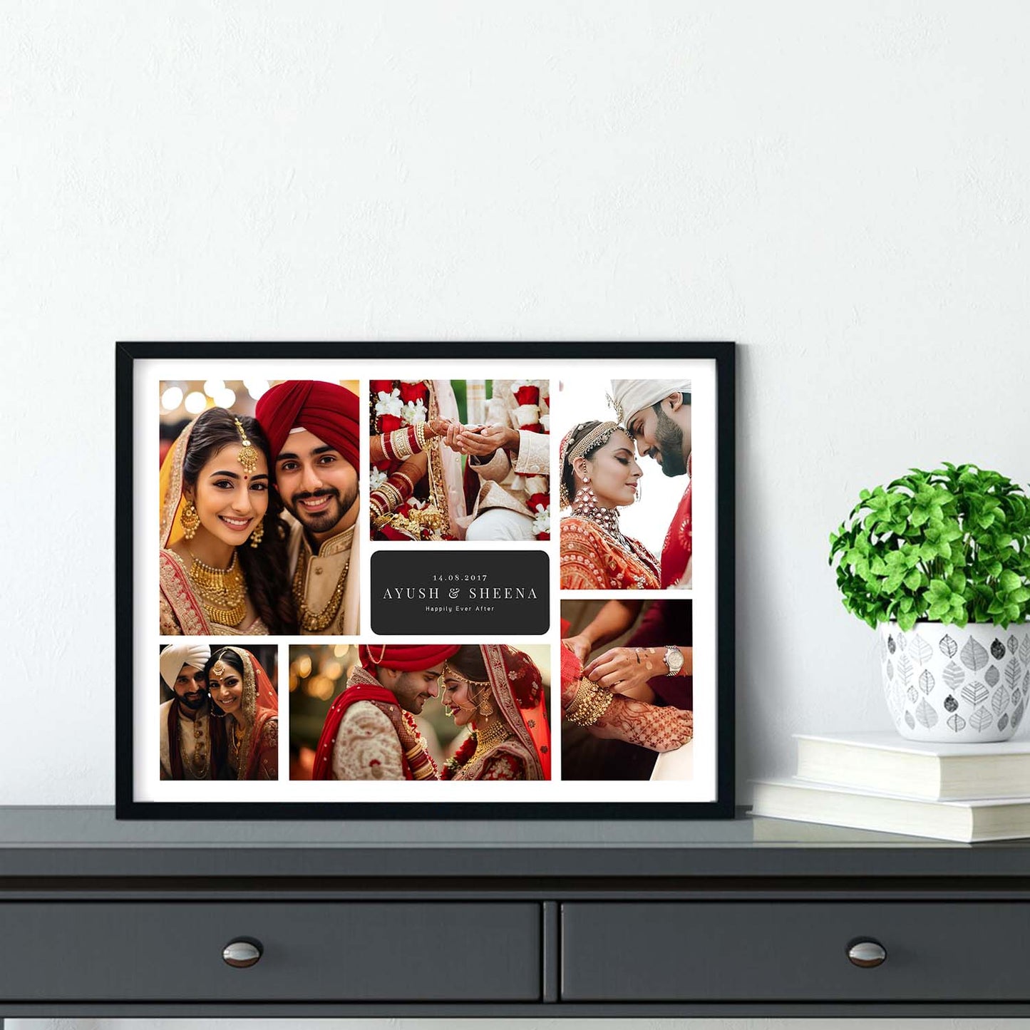 Personalized Picture Collage Photo Frame Gift for Husband Wife or Couple - Customized Photo Frame Collage Gift for Anniwarsary