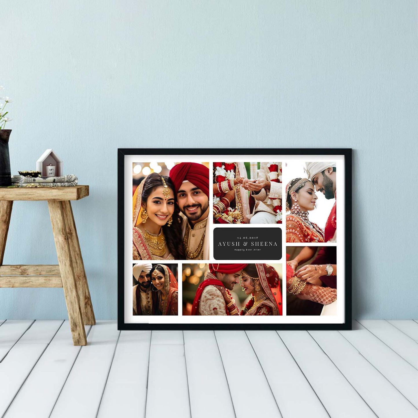 Personalized Picture Collage Photo Frame Gift for Husband Wife or Couple - Customized Photo Frame Collage Gift for Anniwarsary