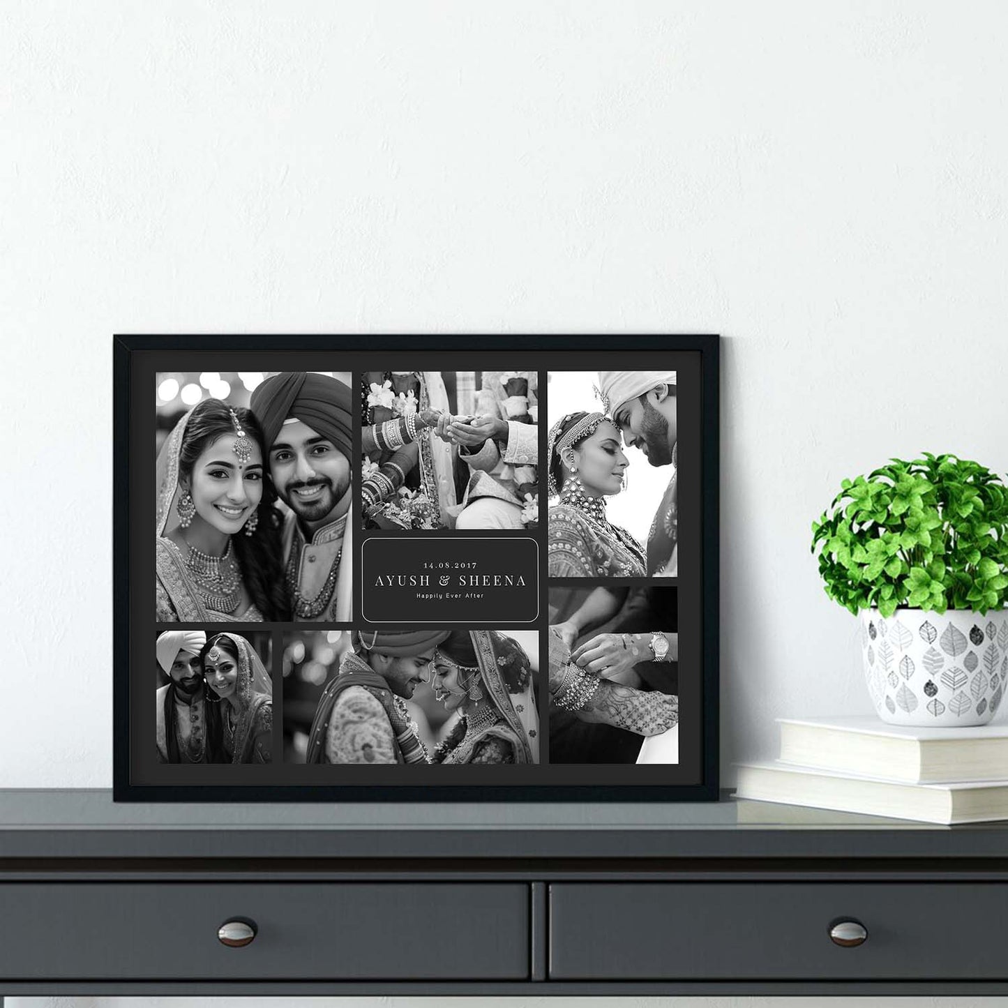 Personalized Picture Collage Photo Frame Gift for Husband Wife or Couple - Customized Photo Frame Collage Gift for Anniwarsary