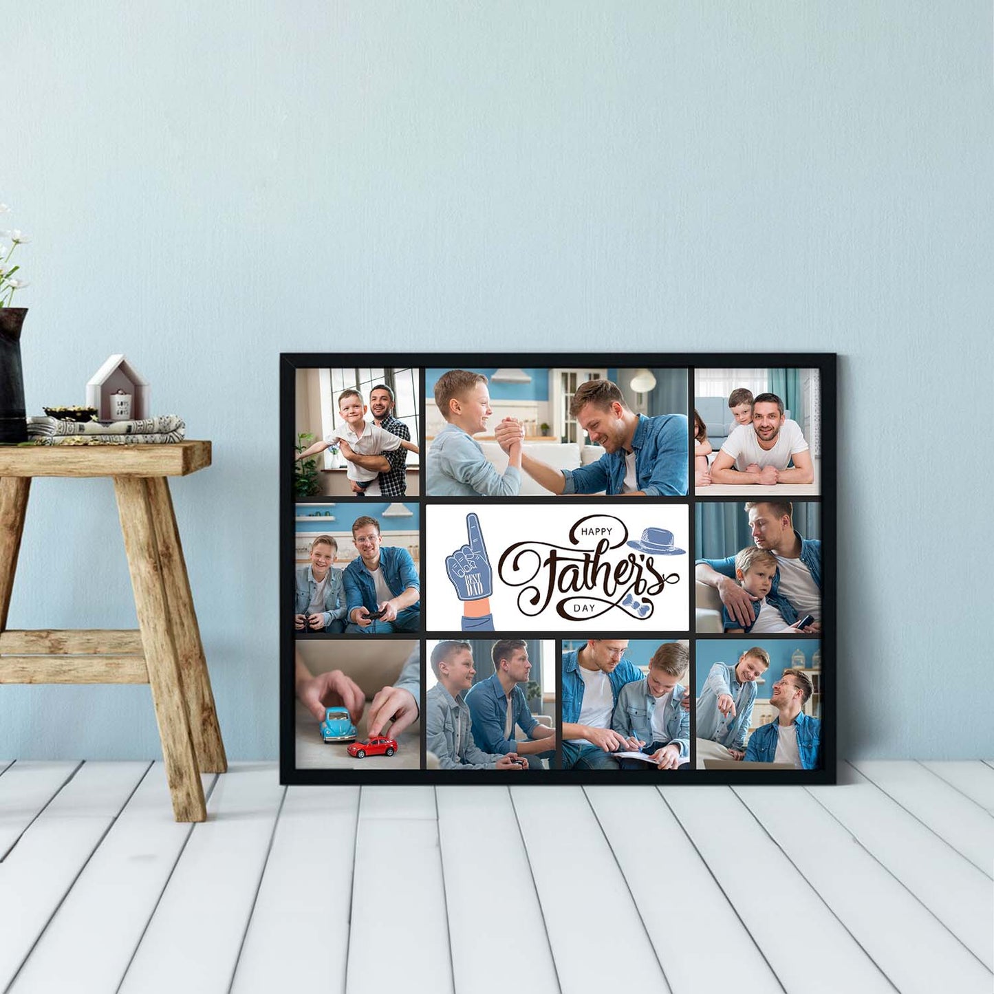 Personalized Picture Collage Photo Frame Gift for Father's Day - Customized Photo Frame Collage Gift for Best Dad