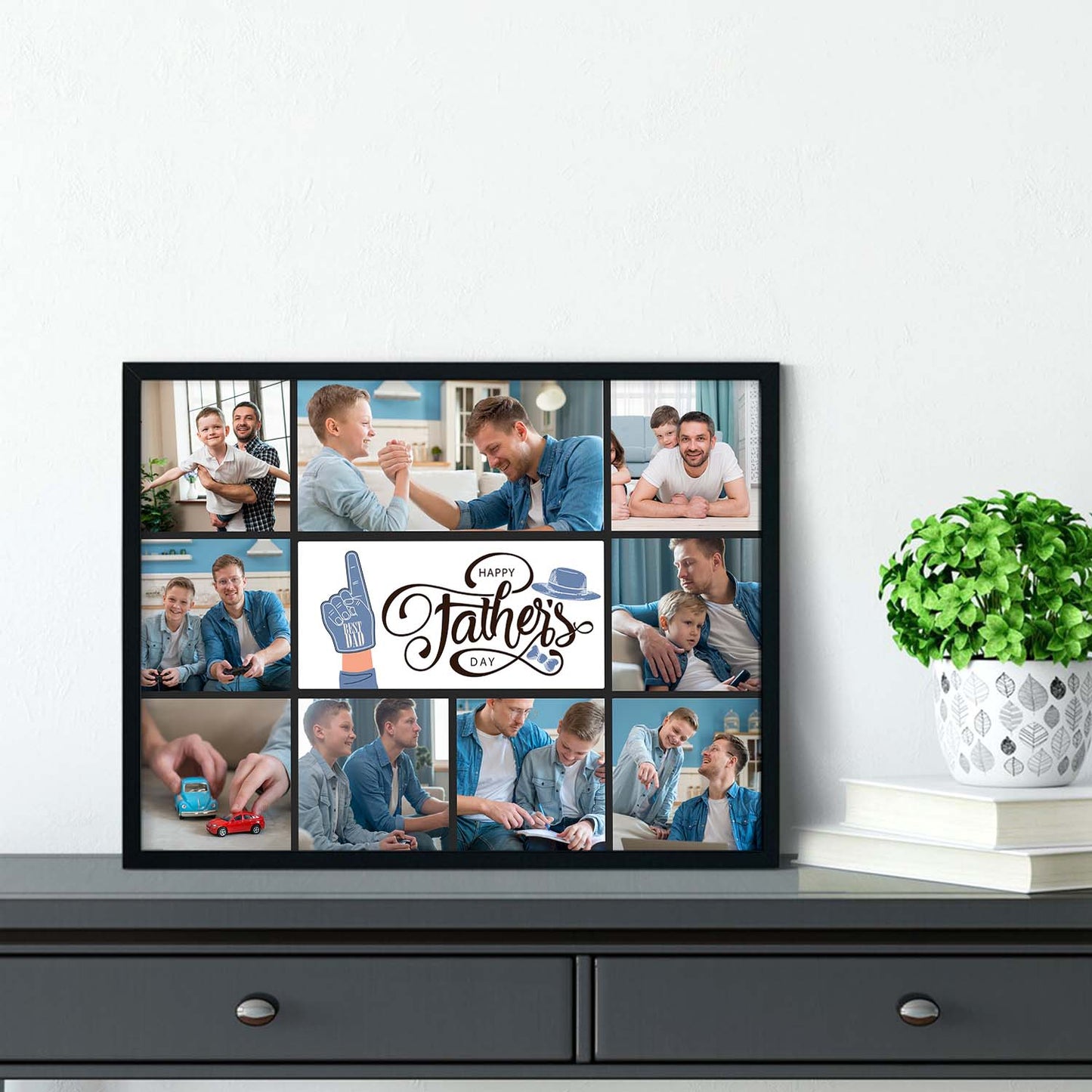 Personalized Picture Collage Photo Frame Gift for Father's Day - Customized Photo Frame Collage Gift for Best Dad