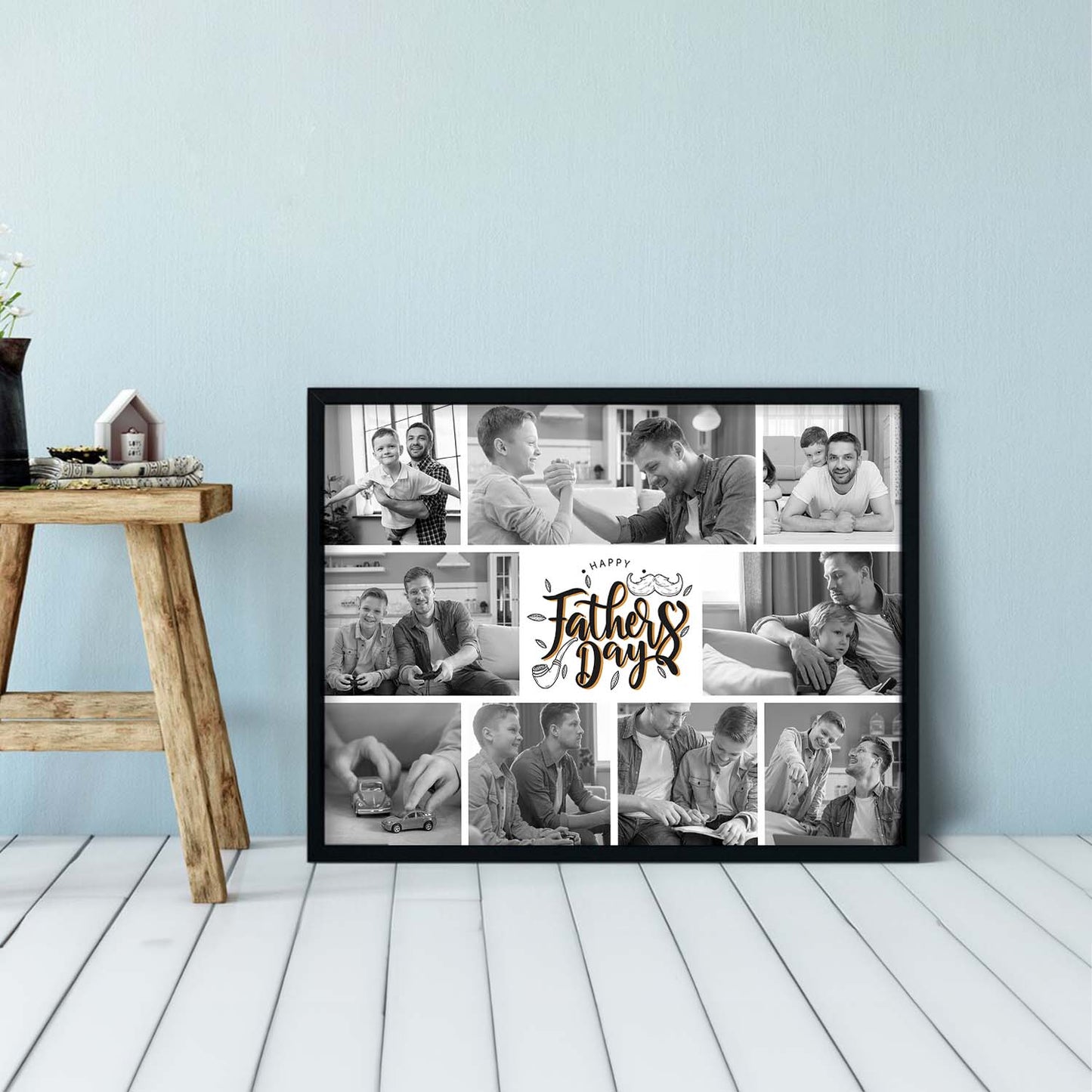 Personalized Picture Collage Photo Frame Gift for Father's Day - Customized Photo Frame Collage Gift for Best Dad