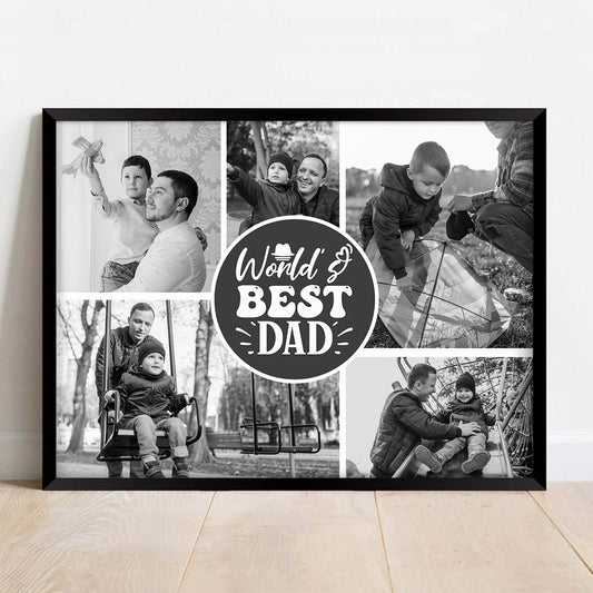 Personalized Picture Collage Photo Frame Gift for Father's Day - Customized Photo Frame Collage Gift for Best Dad