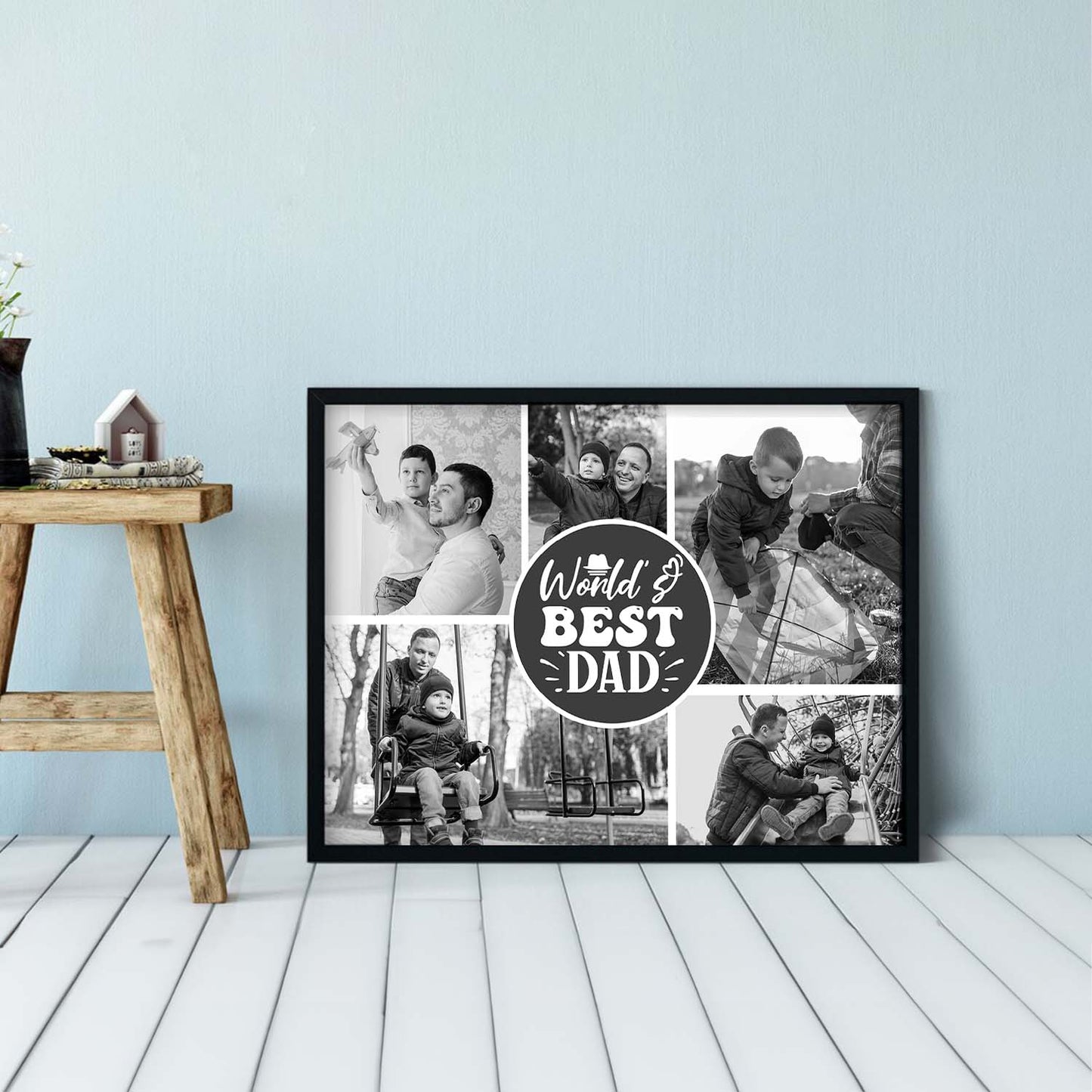 Personalized Picture Collage Photo Frame Gift for Father's Day - Customized Photo Frame Collage Gift for Best Dad