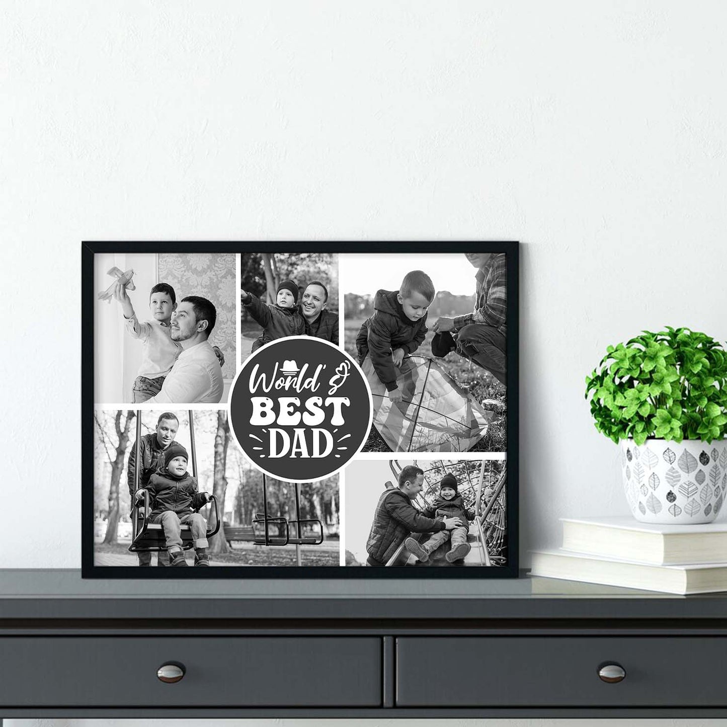 Personalized Picture Collage Photo Frame Gift for Father's Day - Customized Photo Frame Collage Gift for Best Dad