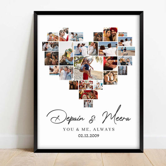 Personalized Picture Collage Photo Frame - Custom Anniversary Gift for Husband / Wife , Customized Photo Frame Collage for Valentine's Day