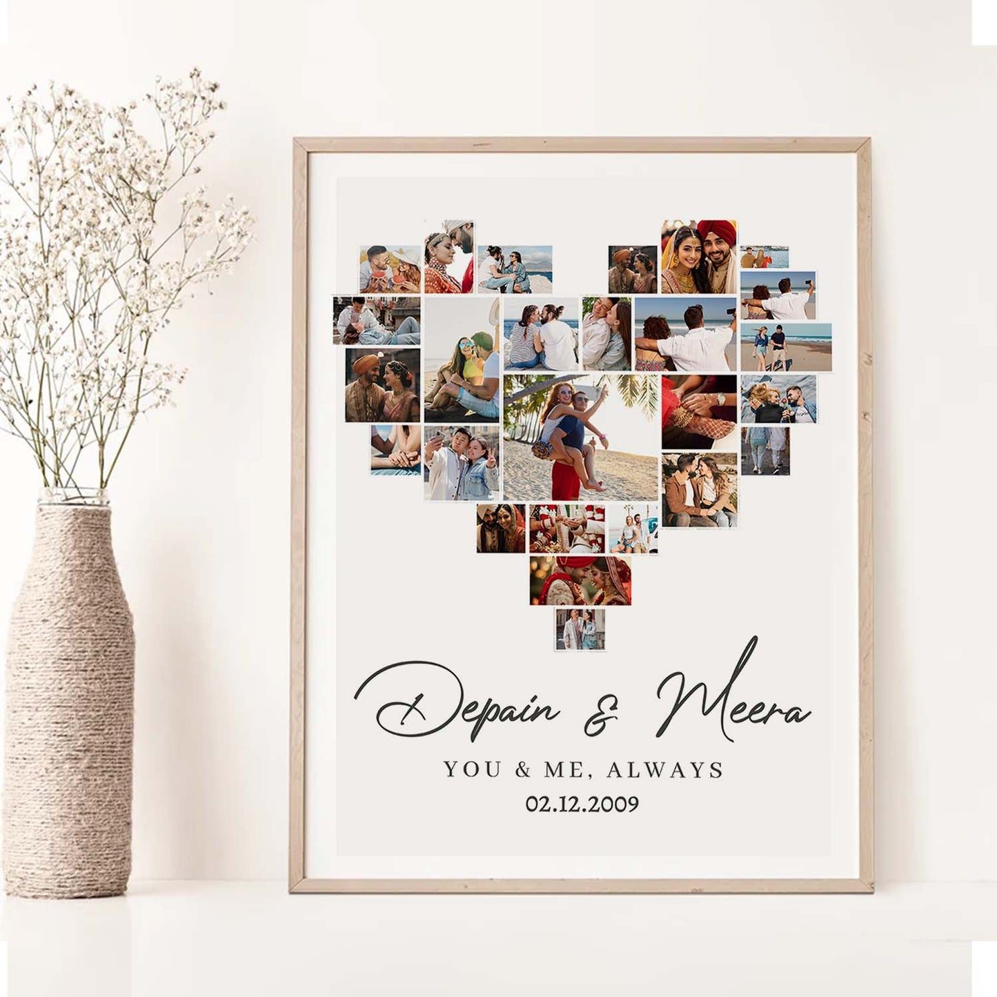 Personalized Picture Collage Photo Frame - Custom Anniversary Gift for Husband / Wife , Customized Photo Frame Collage for Valentine's Day