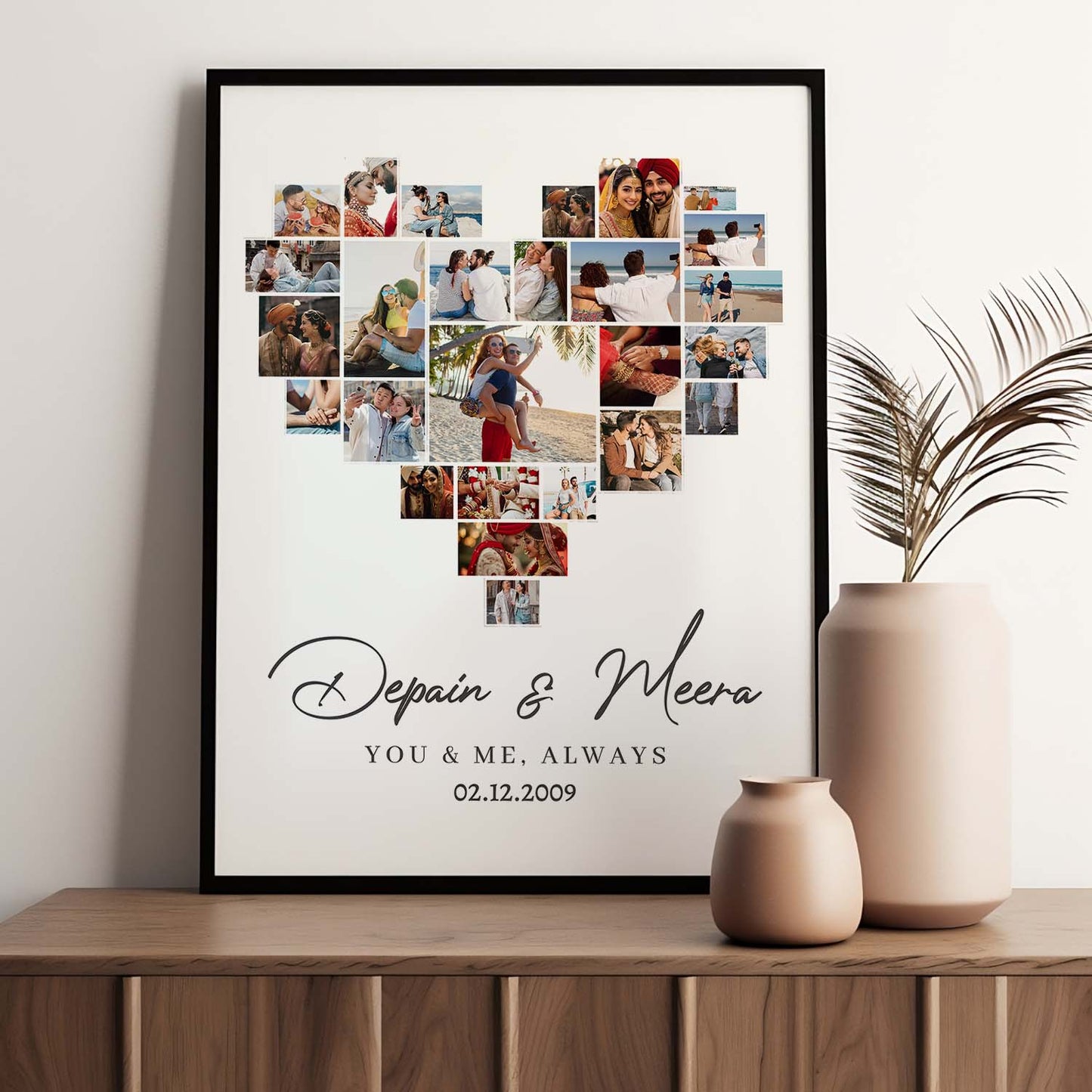 Personalized Picture Collage Photo Frame - Custom Anniversary Gift for Husband / Wife , Customized Photo Frame Collage for Valentine's Day