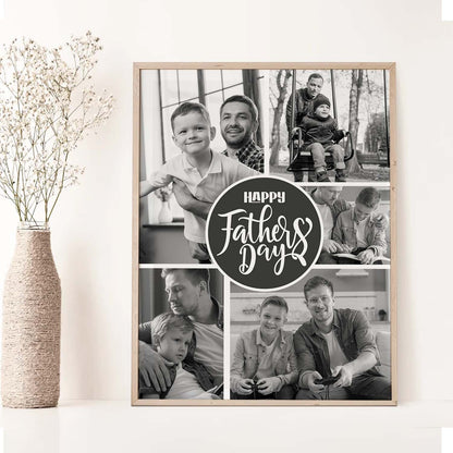 Personalized Picture Collage Photo Frame - Custom Father's Day Gift , Customized Photo Frame Collage for Father's Day