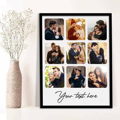 Customized Collage Digital Reprint with Frame for Personalized Photo Frame with Photos Upload for Bedroom, Living Room Unique Birthday Anniversary