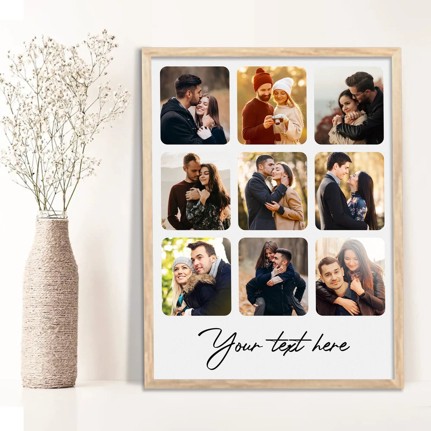 Customized Collage Digital Reprint with Frame for Personalized Photo Frame with Photos Upload for Bedroom, Living Room Unique Birthday Anniversary