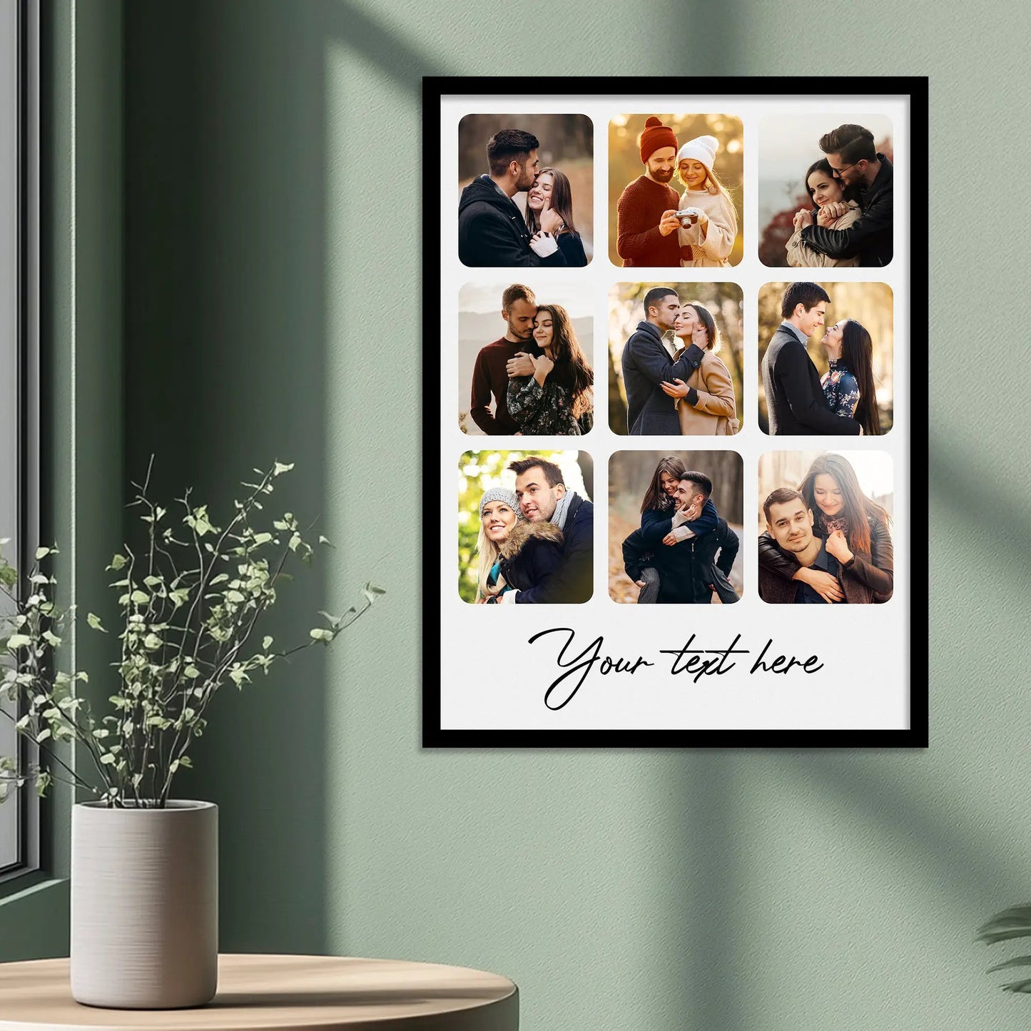 Customized Collage Digital Reprint with Frame for Personalized Photo Frame with Photos Upload for Bedroom, Living Room Unique Birthday Anniversary