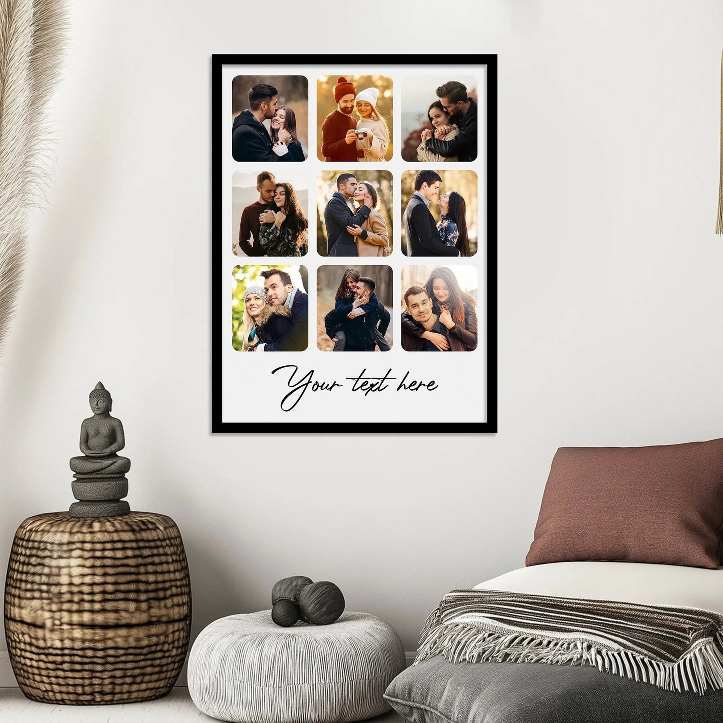 Customized Collage Digital Reprint with Frame for Personalized Photo Frame with Photos Upload for Bedroom, Living Room Unique Birthday Anniversary