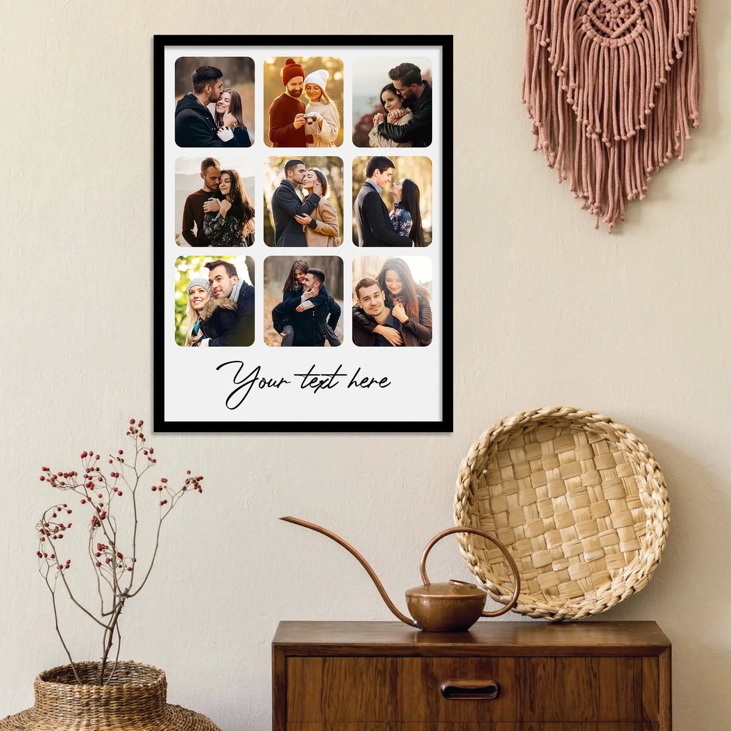 Customized Collage Digital Reprint with Frame for Personalized Photo Frame with Photos Upload for Bedroom, Living Room Unique Birthday Anniversary