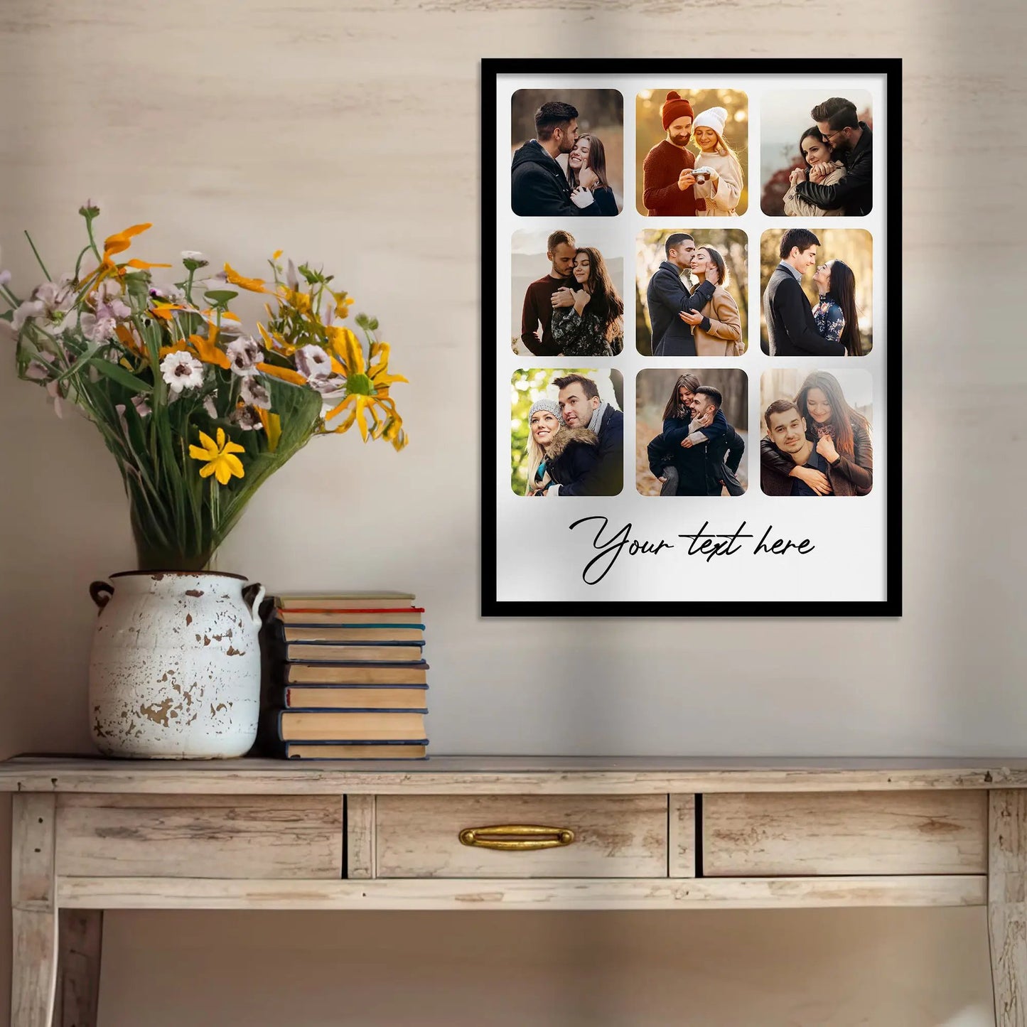 Customized Collage Digital Reprint with Frame for Personalized Photo Frame with Photos Upload for Bedroom, Living Room Unique Birthday Anniversary
