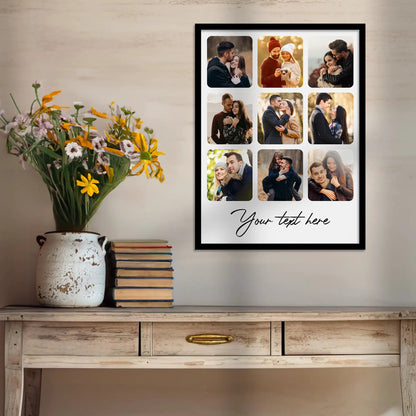 Customized Collage Digital Reprint with Frame for Personalized Photo Frame with Photos Upload for Bedroom, Living Room Unique Birthday Anniversary