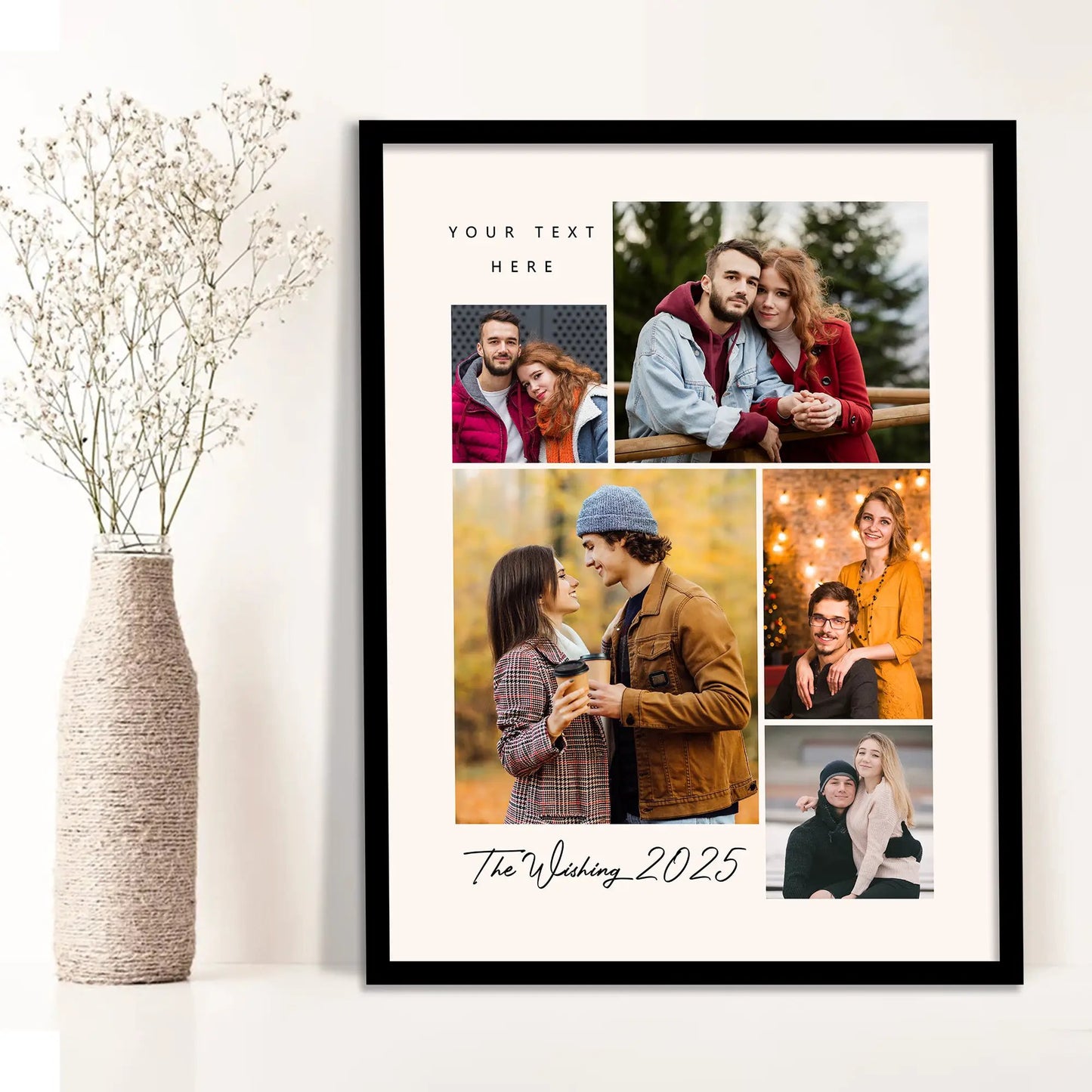 ustomized Collage Digital Reprint with Frame for Personalized Photo Frame with Photos Upload for Bedroom, Living Room Unique Birthday Anniversary