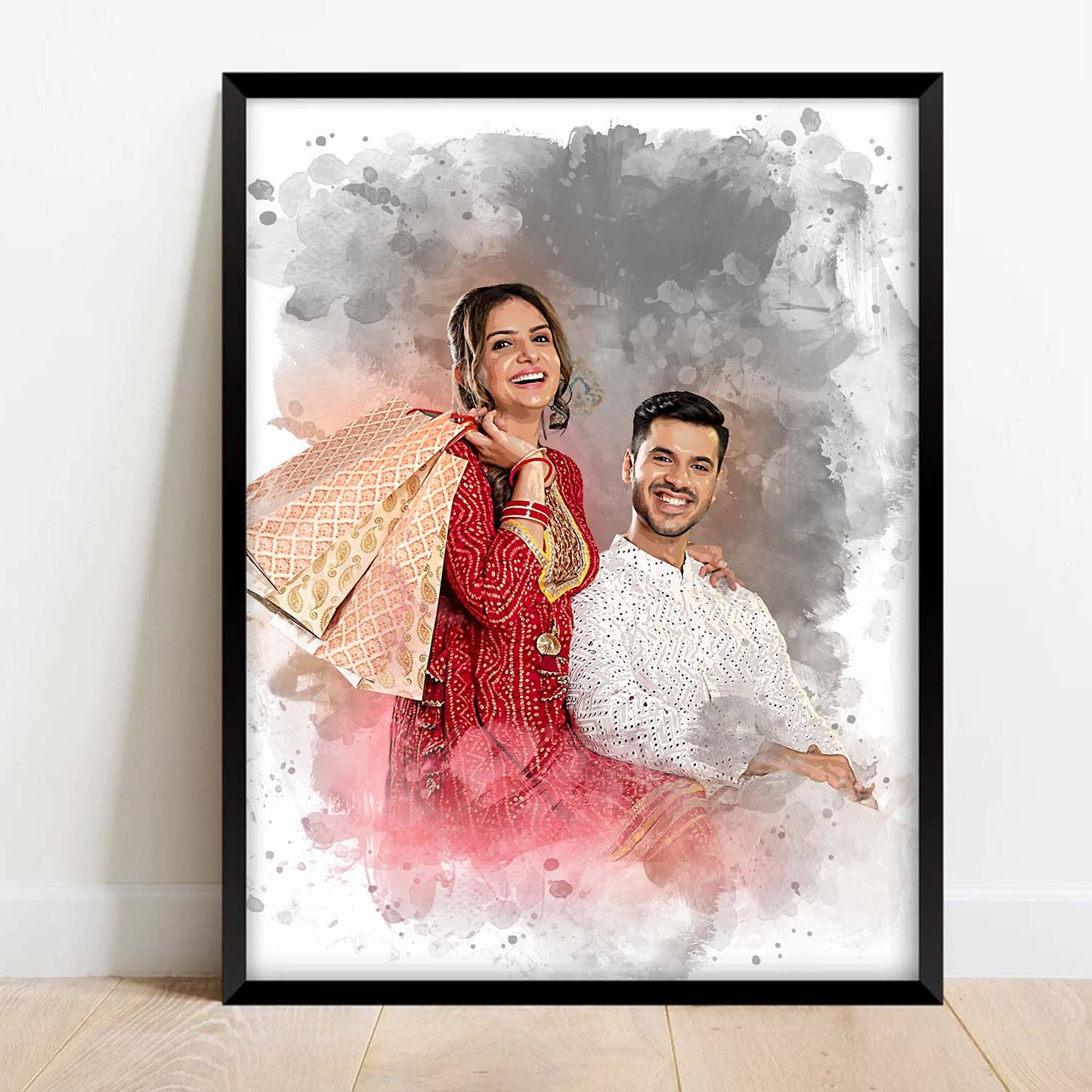 Customized Watercolor Portrait from Photo, Custom Wedding Anniversary, Wife, Husband Boyfriend, Engagement Gift, Personalised, Anniversary Gift