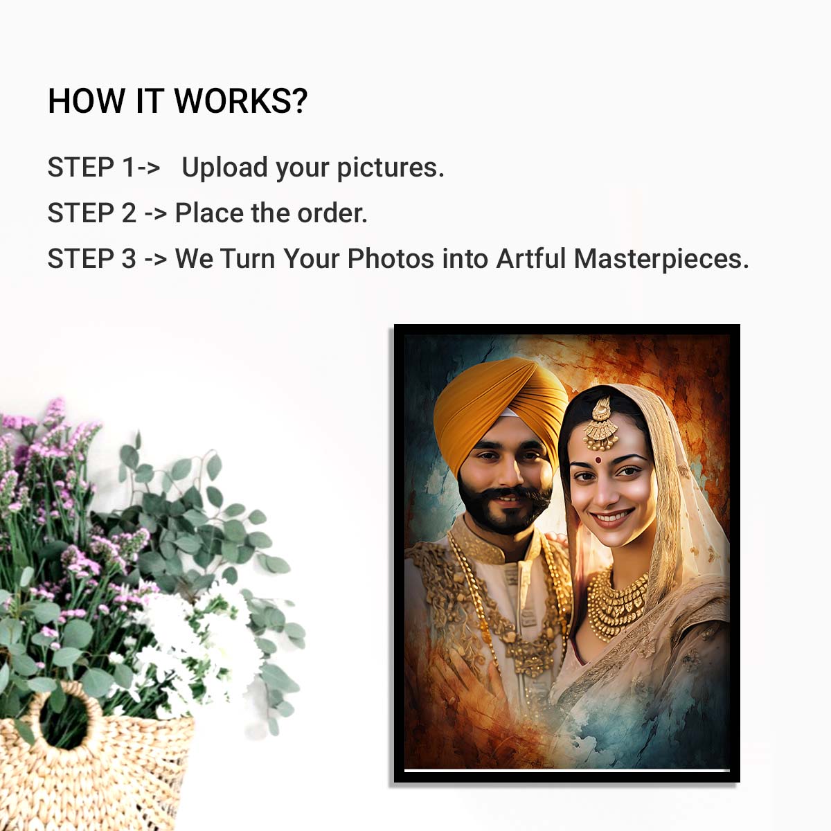 Customized Digital Oil Painting Portrait from Photo, Personalised Photo Frame Perfect for Gift