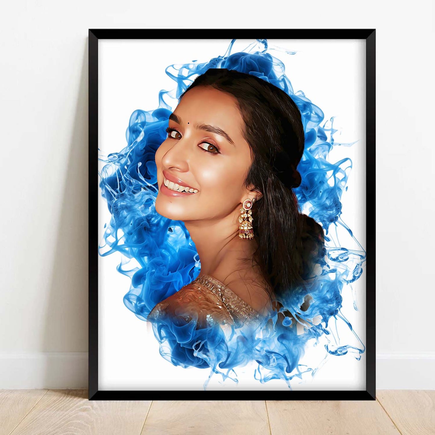 Customised Digital Handmade Smoke Pattern Digital Oil Painting Sky Blue | Gift For - Anniversary | Birthday | Wife | Husband | Sister | Brother