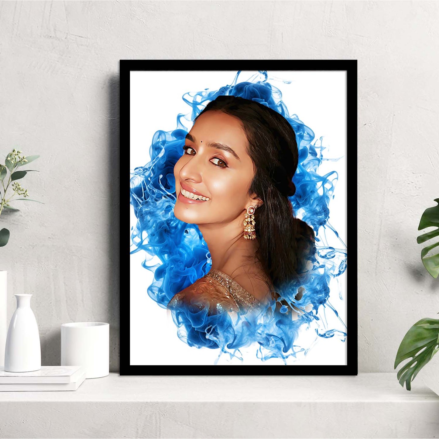 Customised Digital Handmade Smoke Pattern Digital Oil Painting Sky Blue | Gift For - Anniversary | Birthday | Wife | Husband | Sister | Brother