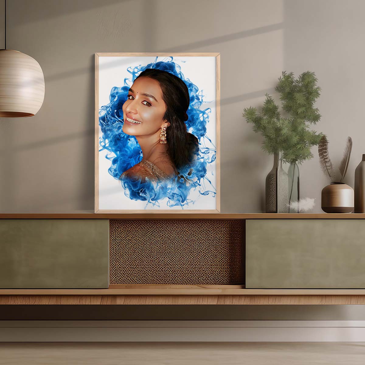 Customised Digital Handmade Smoke Pattern Digital Oil Painting Sky Blue | Gift For - Anniversary | Birthday | Wife | Husband | Sister | Brother