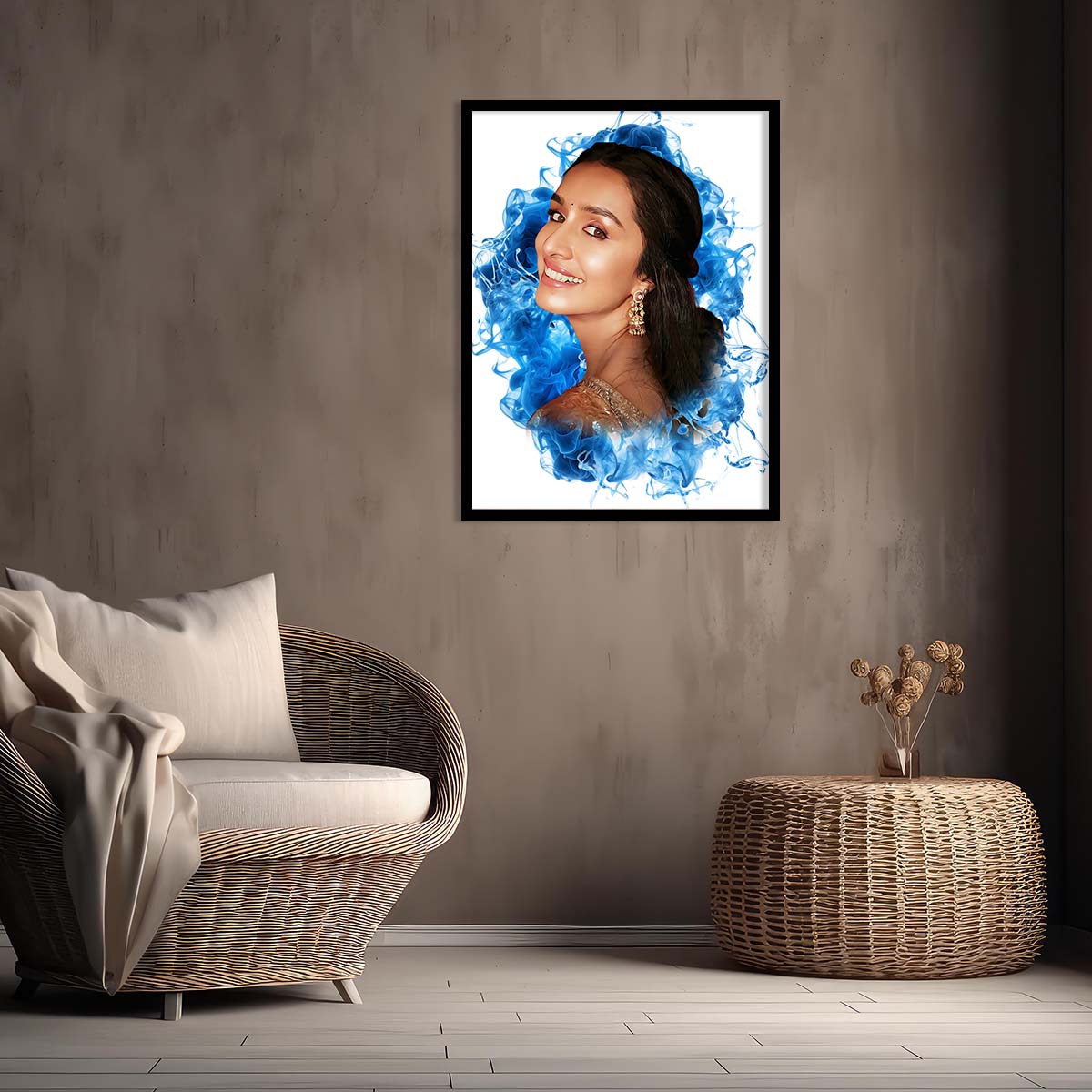 Customised Digital Handmade Smoke Pattern Digital Oil Painting Sky Blue | Gift For - Anniversary | Birthday | Wife | Husband | Sister | Brother