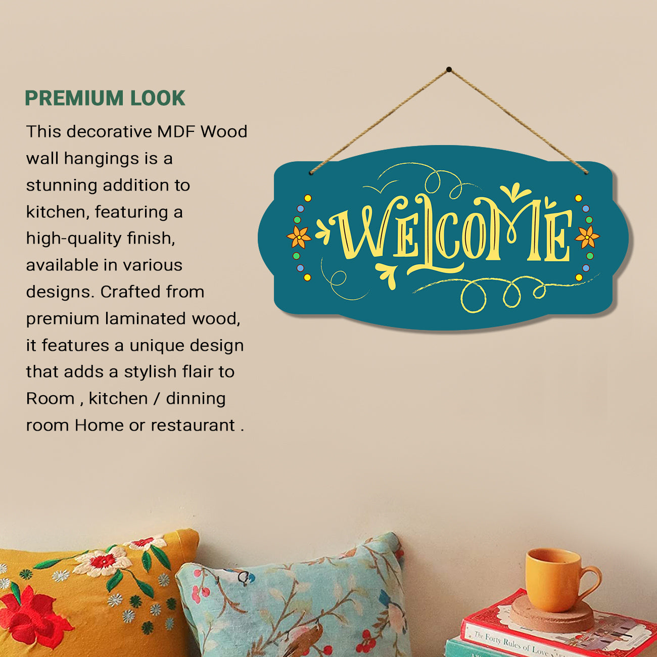 Welcome Quotes Wall Hangings for Kitchen Wall Decoration - MDF Wood Decorative Wall Hangings