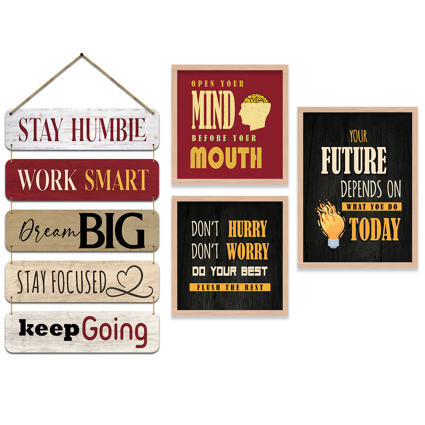 Motivational Quotes Poster with Frame for Home Decoration - Wall Decor Motivational Combo-Kotart