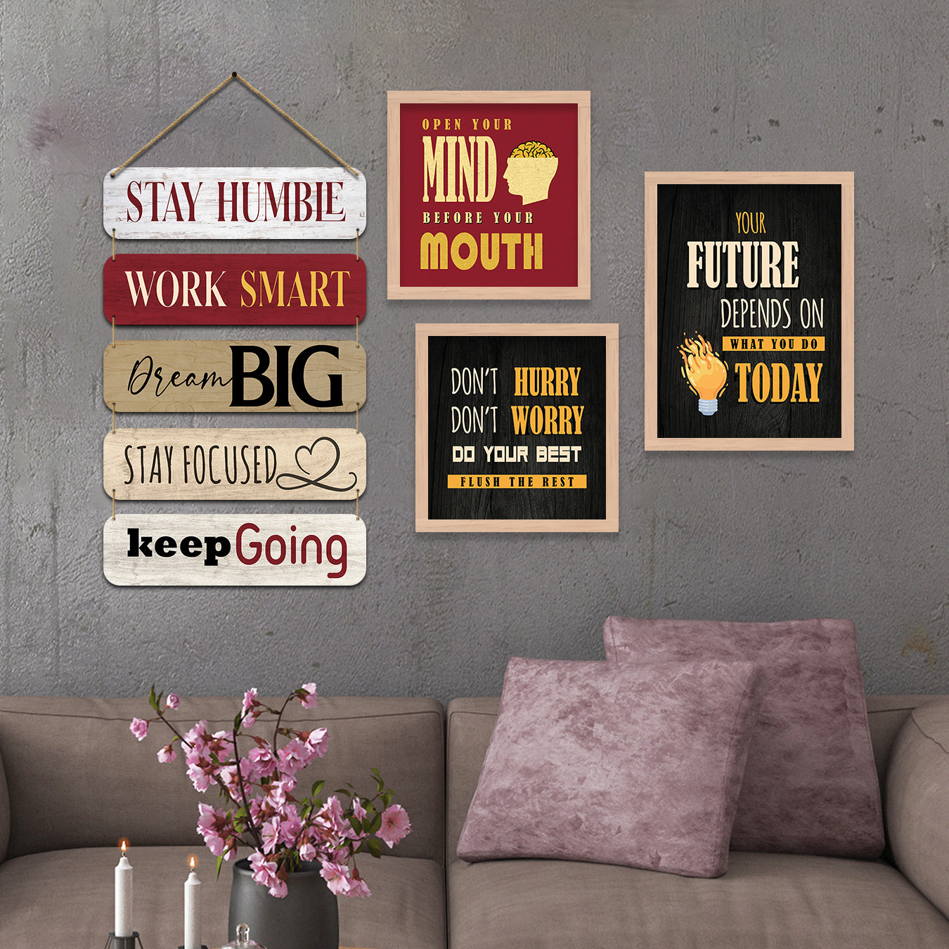 Motivational Quotes Poster with Frame for Home Decoration - Wall Decor Motivational Combo-Kotart