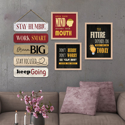 Motivational Quotes Poster with Frame for Home Decoration - Wall Decor Motivational Combo-Kotart