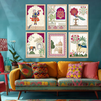 Madhubani Wall Art Prints with Frame for Wall Decor