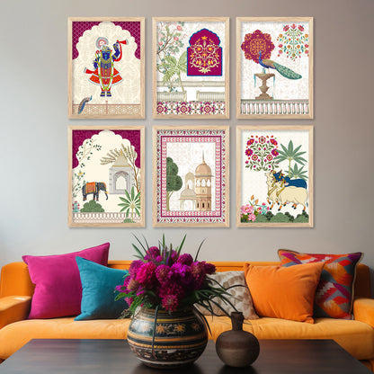 Madhubani Wall Art Prints with Frame for Wall Decor