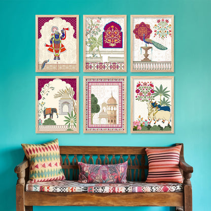 Madhubani Wall Art Prints with Frame for Wall Decor