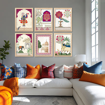 Madhubani Wall Art Prints with Frame for Wall Decor